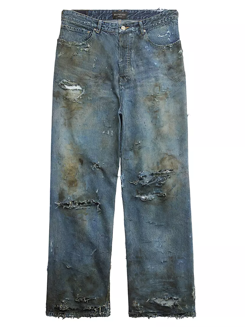 Shop Balenciaga Super Destroyed Baggy Pants