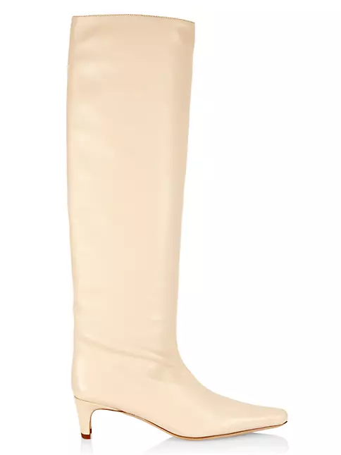 Staud Women's Wally Leather Knee-High Boots Cream