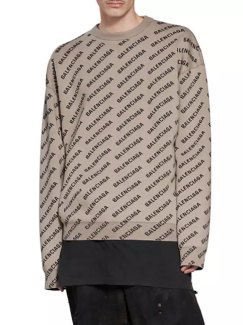 Shop Balenciaga Mini Allover Logo Sweater | Saks Fifth Avenue