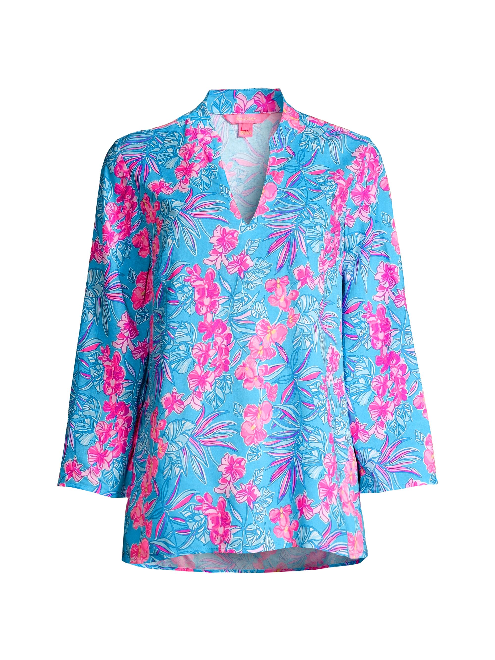 Lilly Pulitzer Women's Luna Bay Floral Tunic - Cumulus Blue