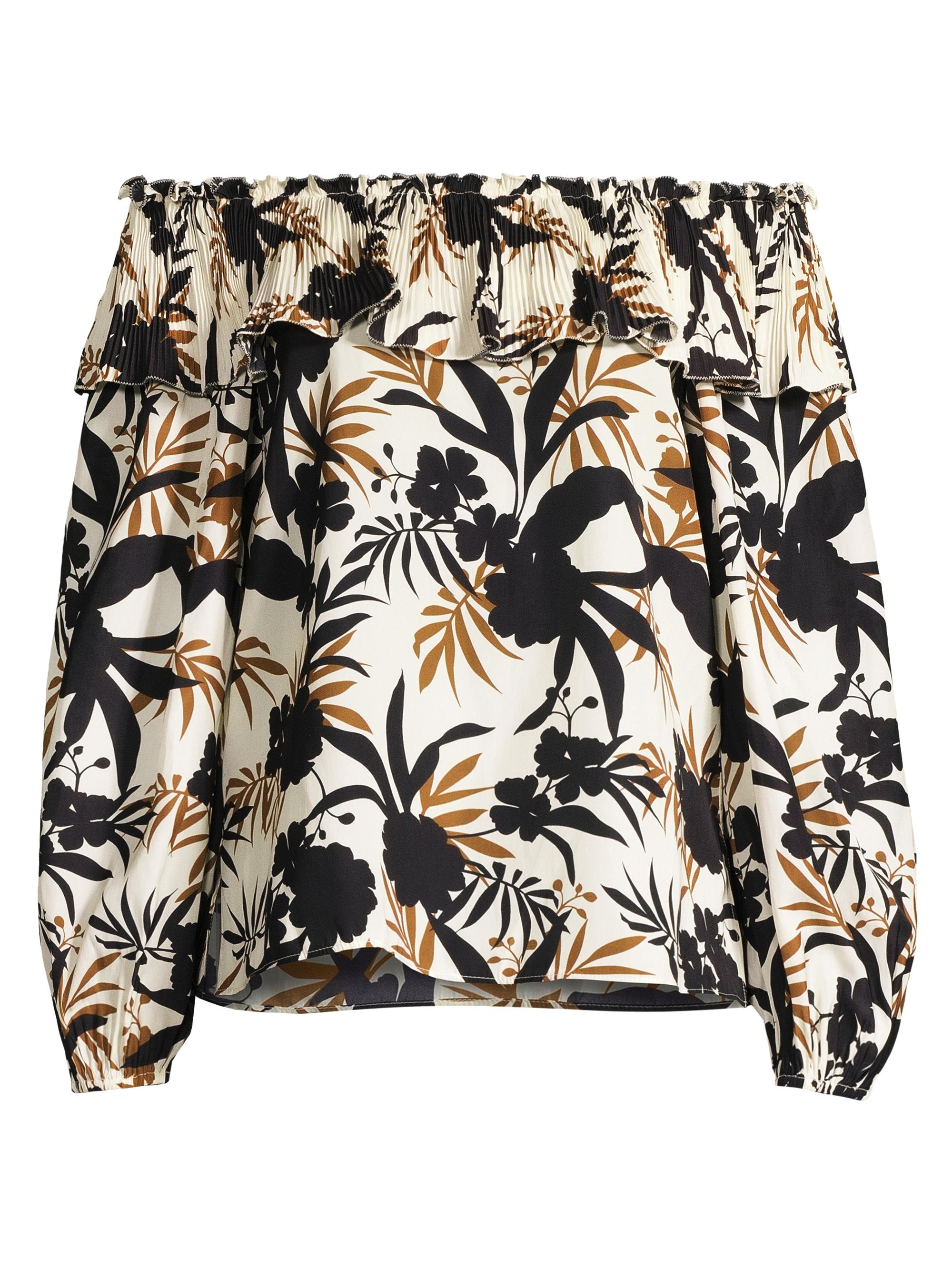 Ungaro Women's Selena Floral Hammered Satin Blouse - Pearl Multi