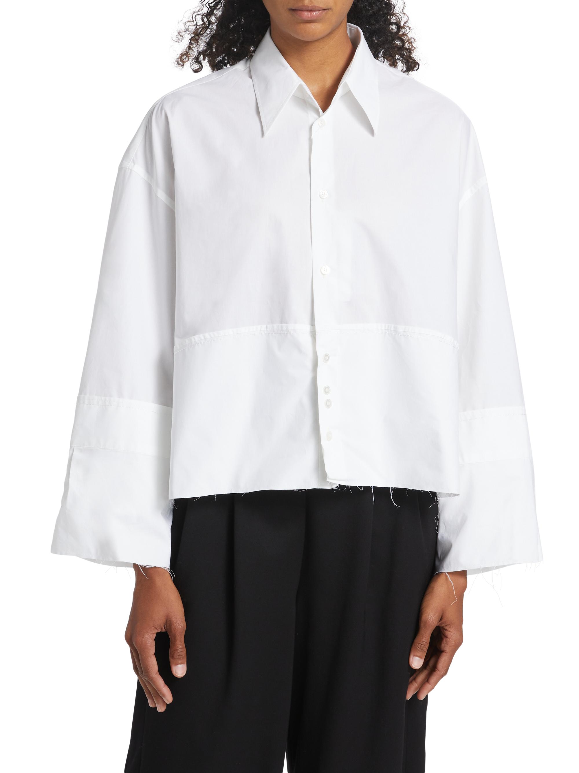 Shop MM6 Maison Margiela Deconstructed Cotton Poplin Shirt | Saks 