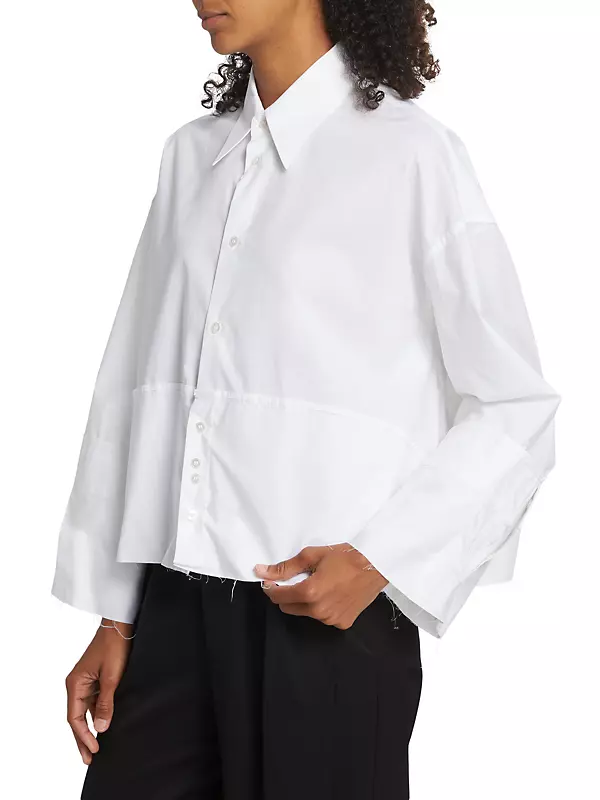 Deconstructed Cropped Cotton-poplin Shirt-