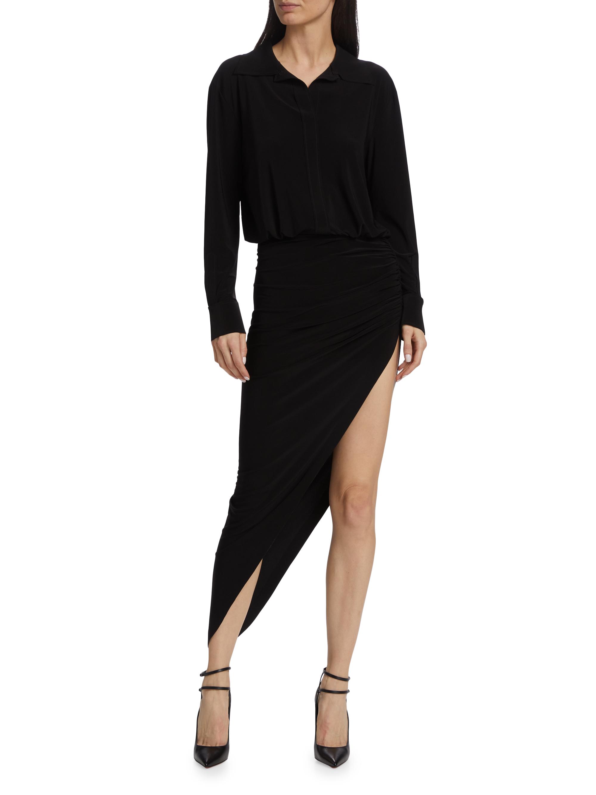 drape asymmetric midi dress ASYMMETRIC DRAPED MIDI DRESS