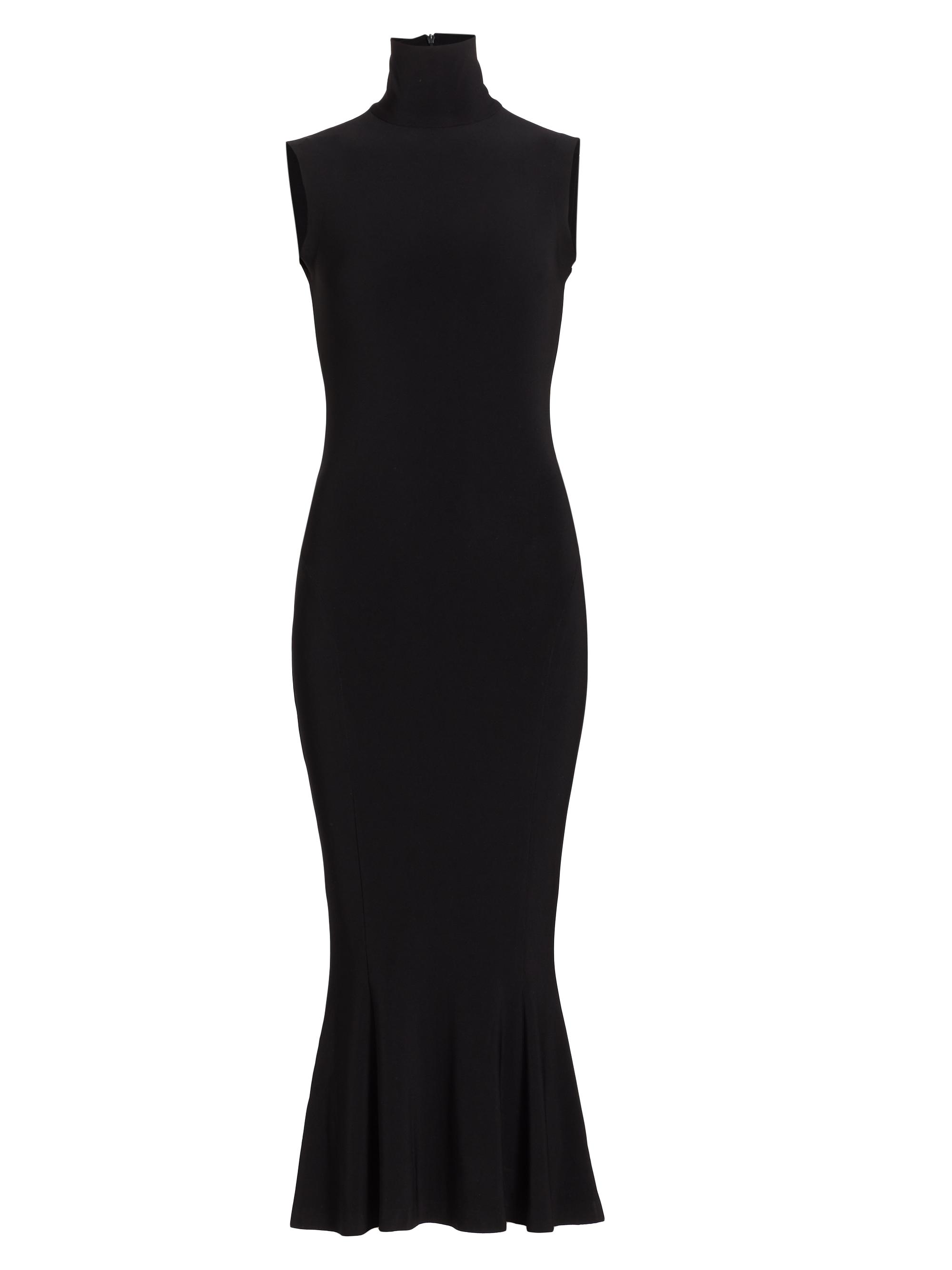 Norma Kamali Women's Turtleneck Fishtail Midi-Dress - Black
