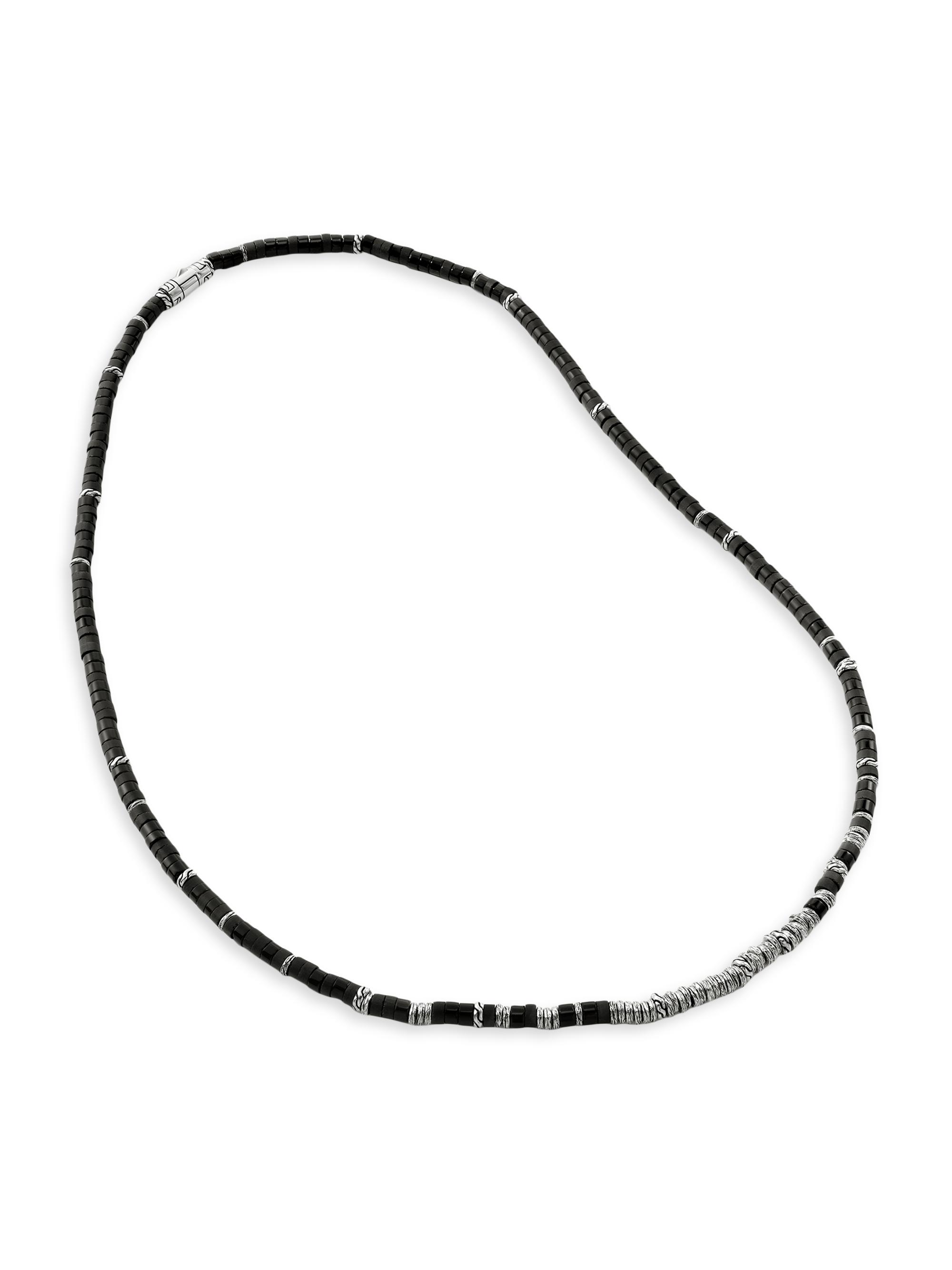 John Hardy Men's Thailand Sterling Silver & Black Onyx Heishi Beaded Necklace - Black