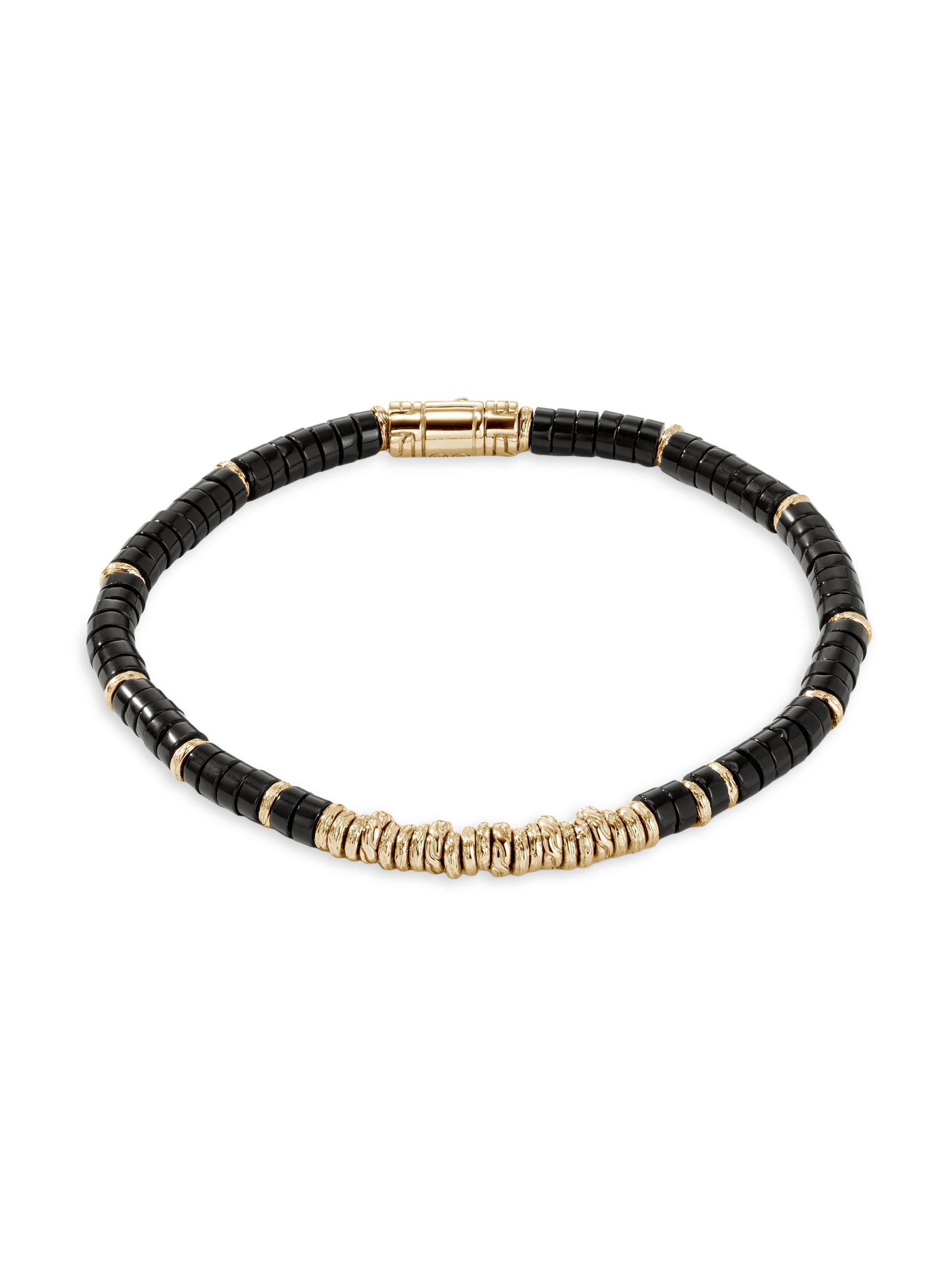 John Hardy Men's Thailand 14K Gold & Black Onyx Heishi Beaded Bracelet - Black