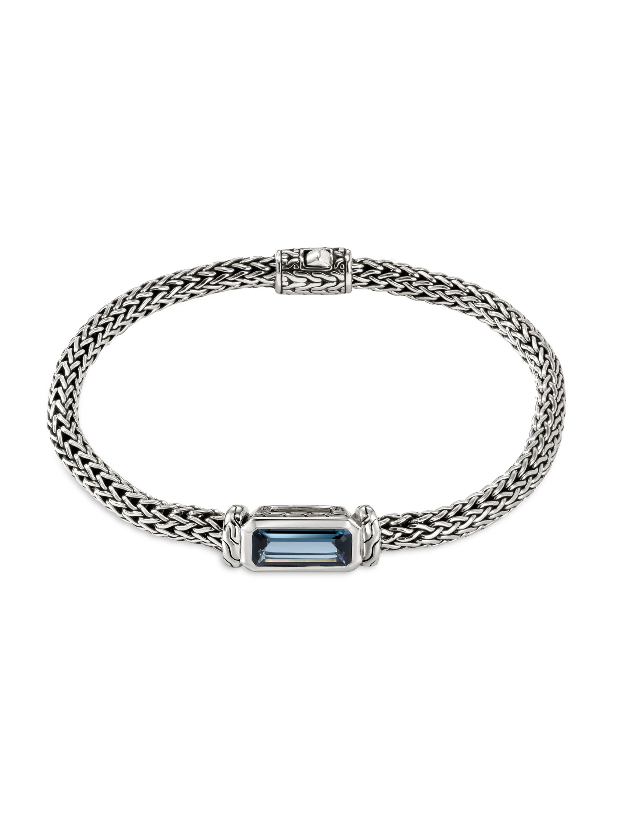 John Hardy Men's Thailand Sterling Silver & Blue Topaz Station Bracelet - Blue