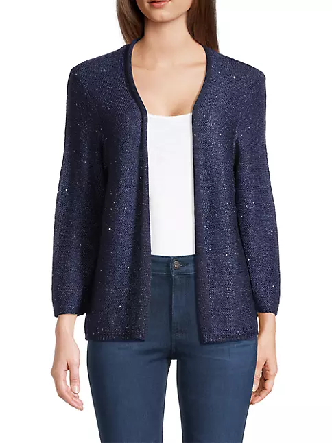 Shop NIC+ZOE Knit Sequin-Embroidered Cardigan | Saks Fifth Avenue
