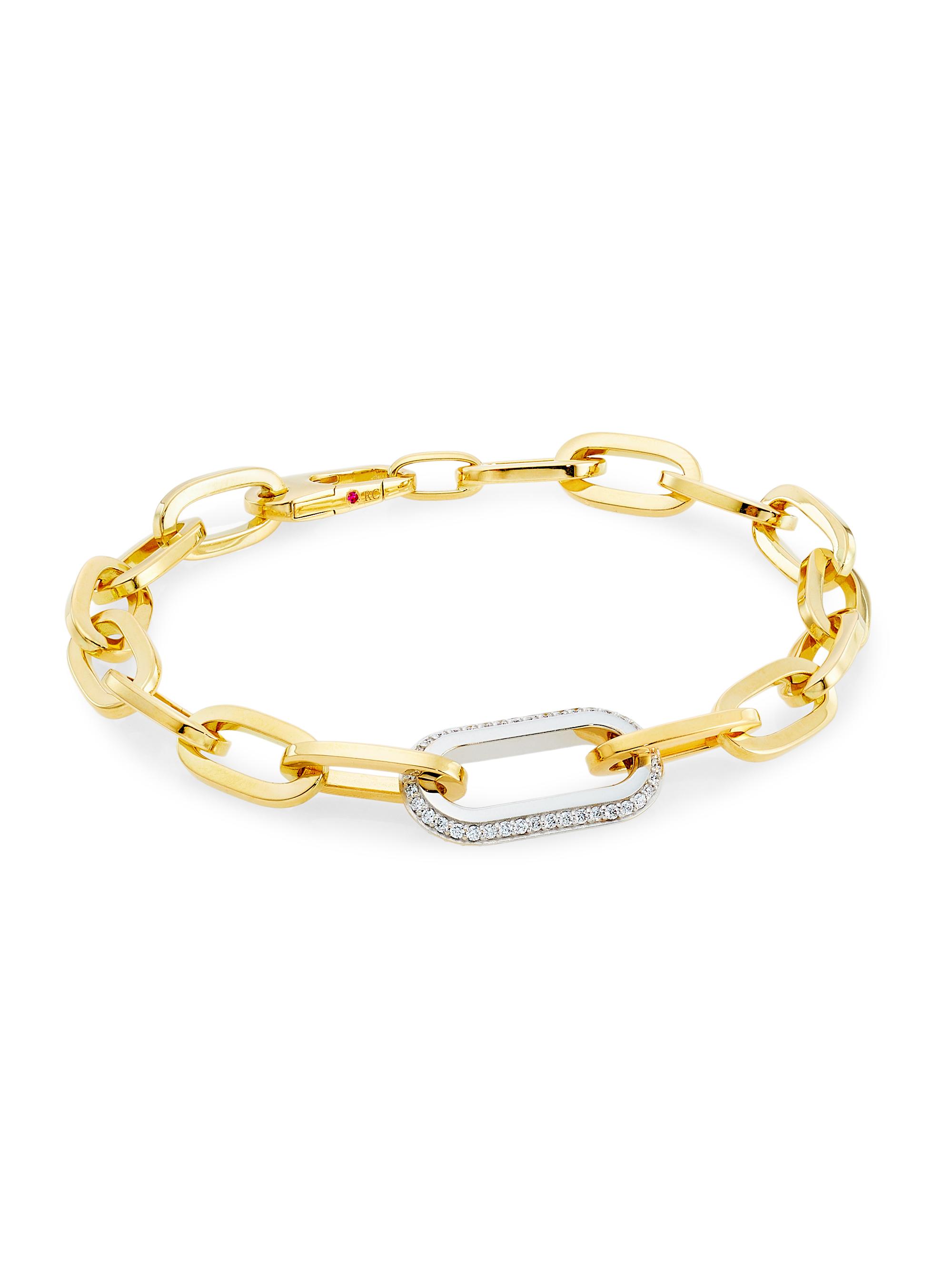 Roberto Coin Women's 18K Yellow Gold & 0.78 TCW Diamond Paper Clip Chain Bracelet - Gold
