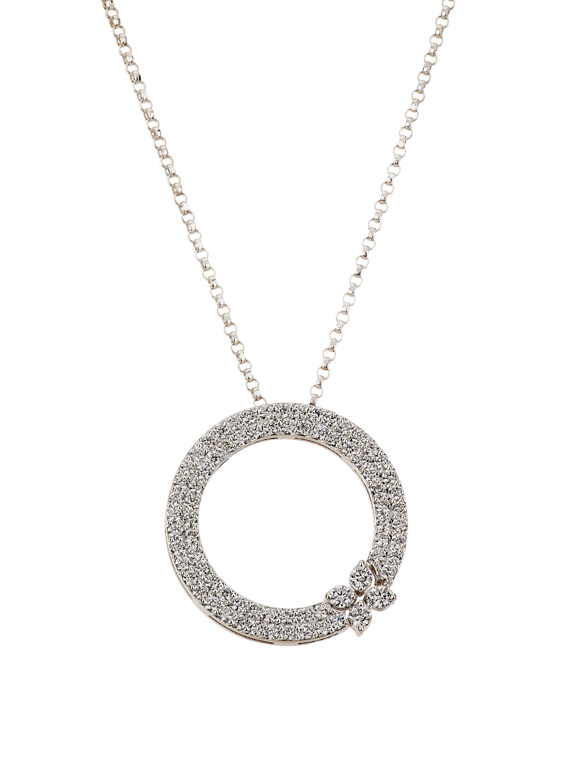 Roberto Coin Women's Love In Verona 18K White Gold & 0.67 TCW Diamond Circle Pendant Necklace - White Gold
