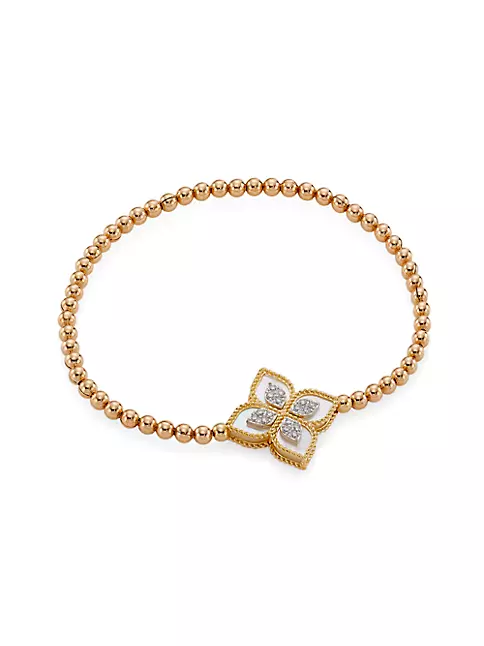 PRINCESS FLOWER BRACELET WITH DIAMONDS AND MOTHER OF PEARL - Roberto Coin