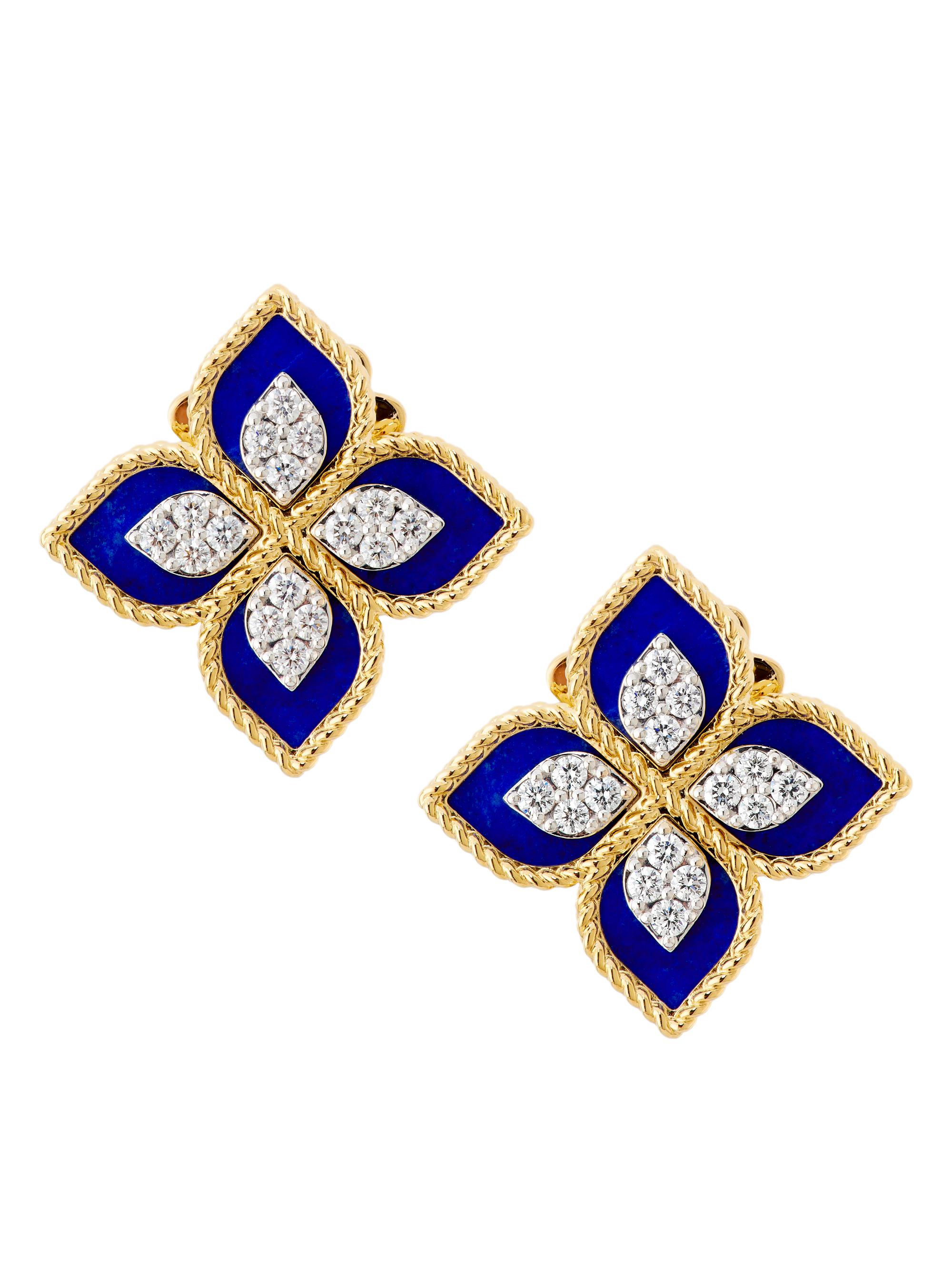 Roberto Coin Women's Venetian Princess 18K Yellow Gold, Lapis Lazuli & 0.35 TCW Diamond Stud Earrings - Gold