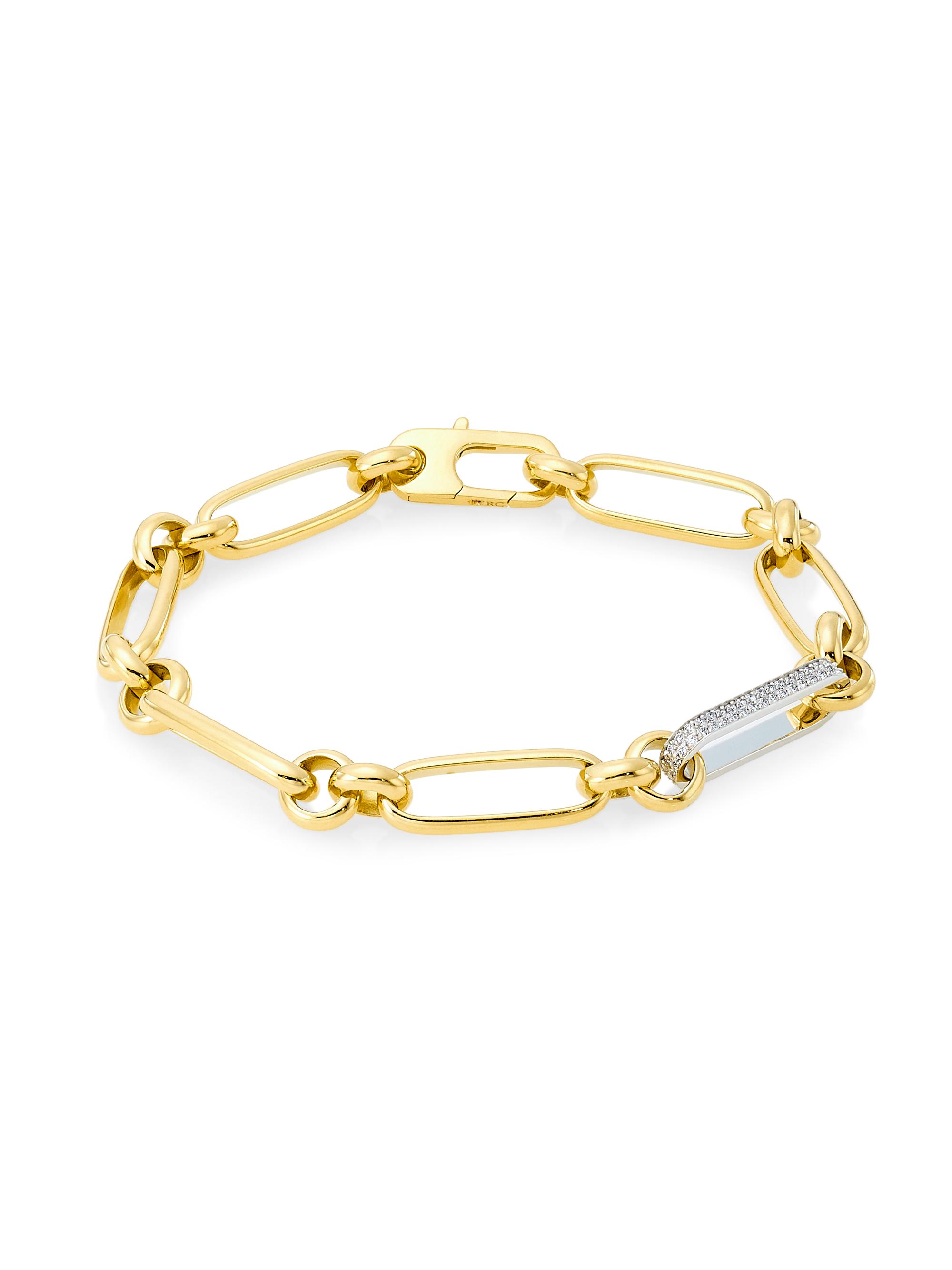 Roberto Coin Women's 18K Yellow Gold & 0.35 TCW Diamond Paper Clip Chain Bracelet - Gold
