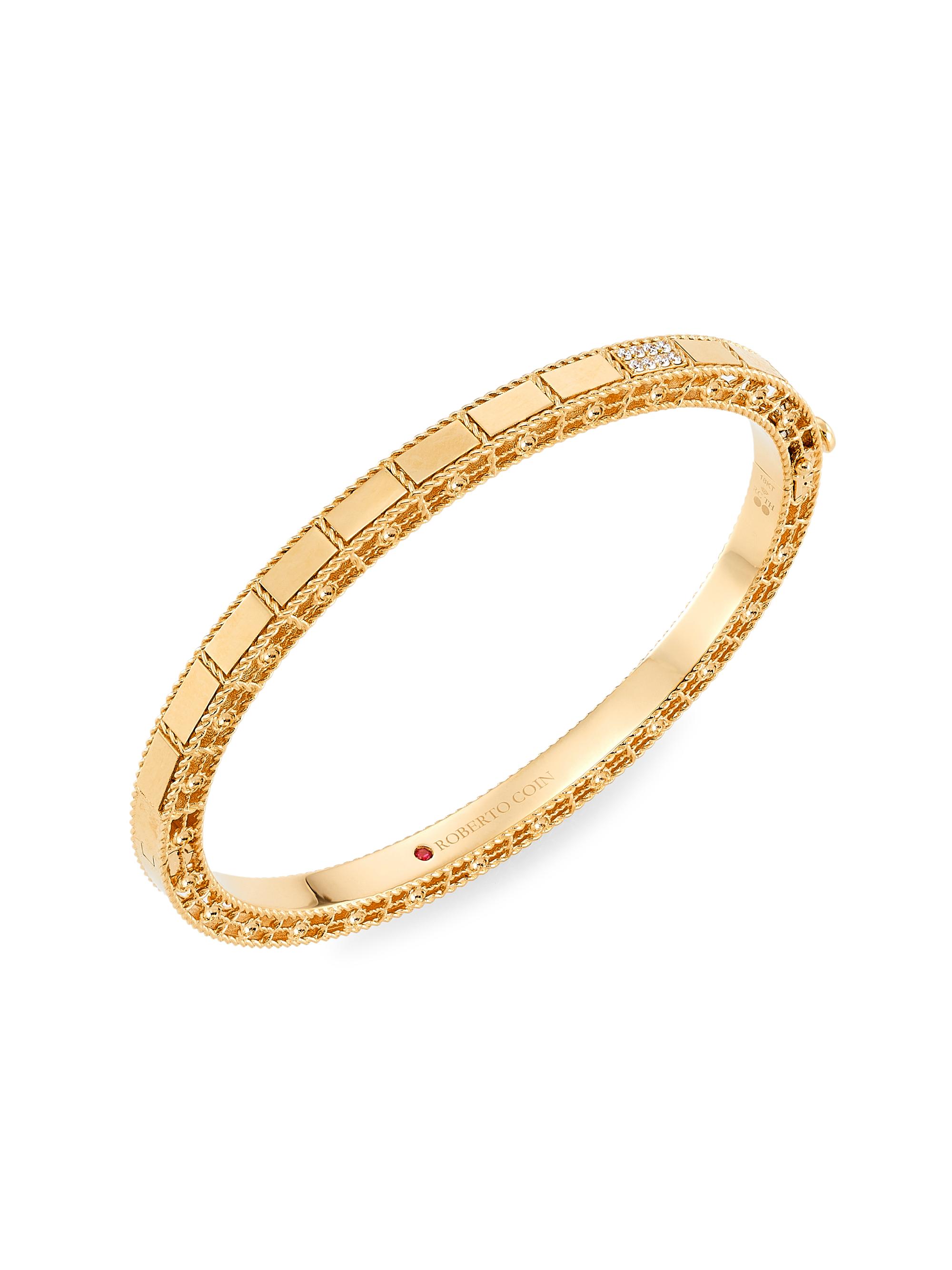 Roberto Coin Women's Mosaic 18K Rose Gold & 0.05 TCW Diamond Bangle - Gold