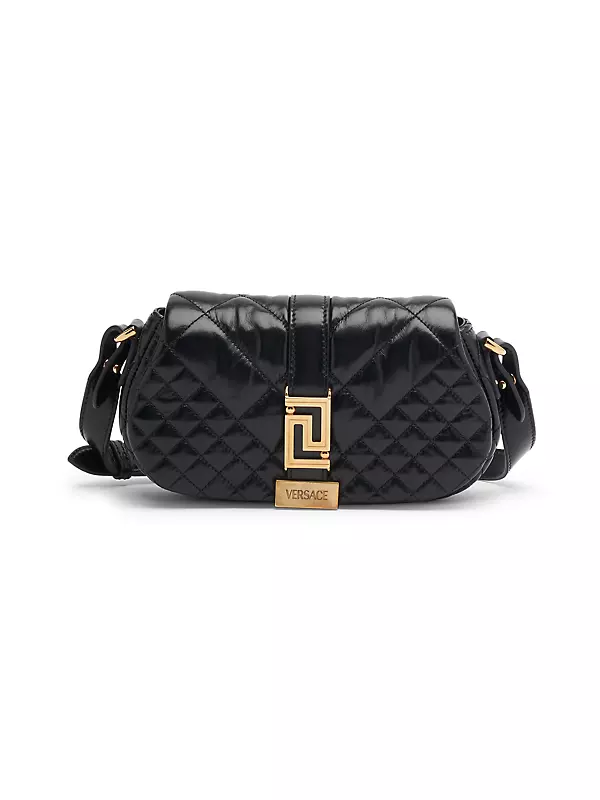 Versace Women's Mini Greca Quilted Satin Shoulder Bag - Black One-Size