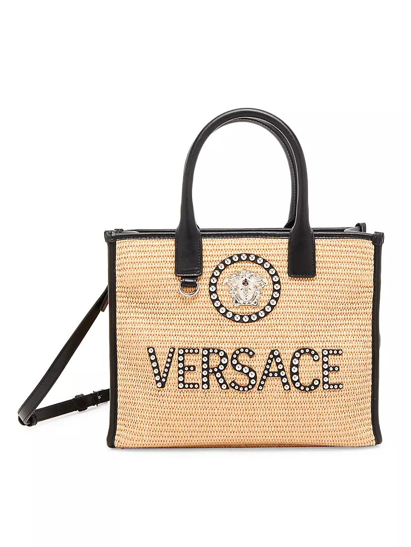 Versace parfums women black bag greca medusa shopper tote NEW