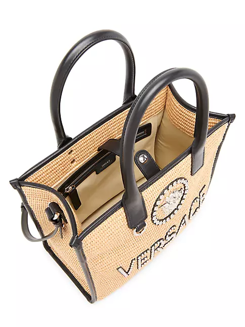Medusa Small Raffia Tote Bag in Brown - Versace