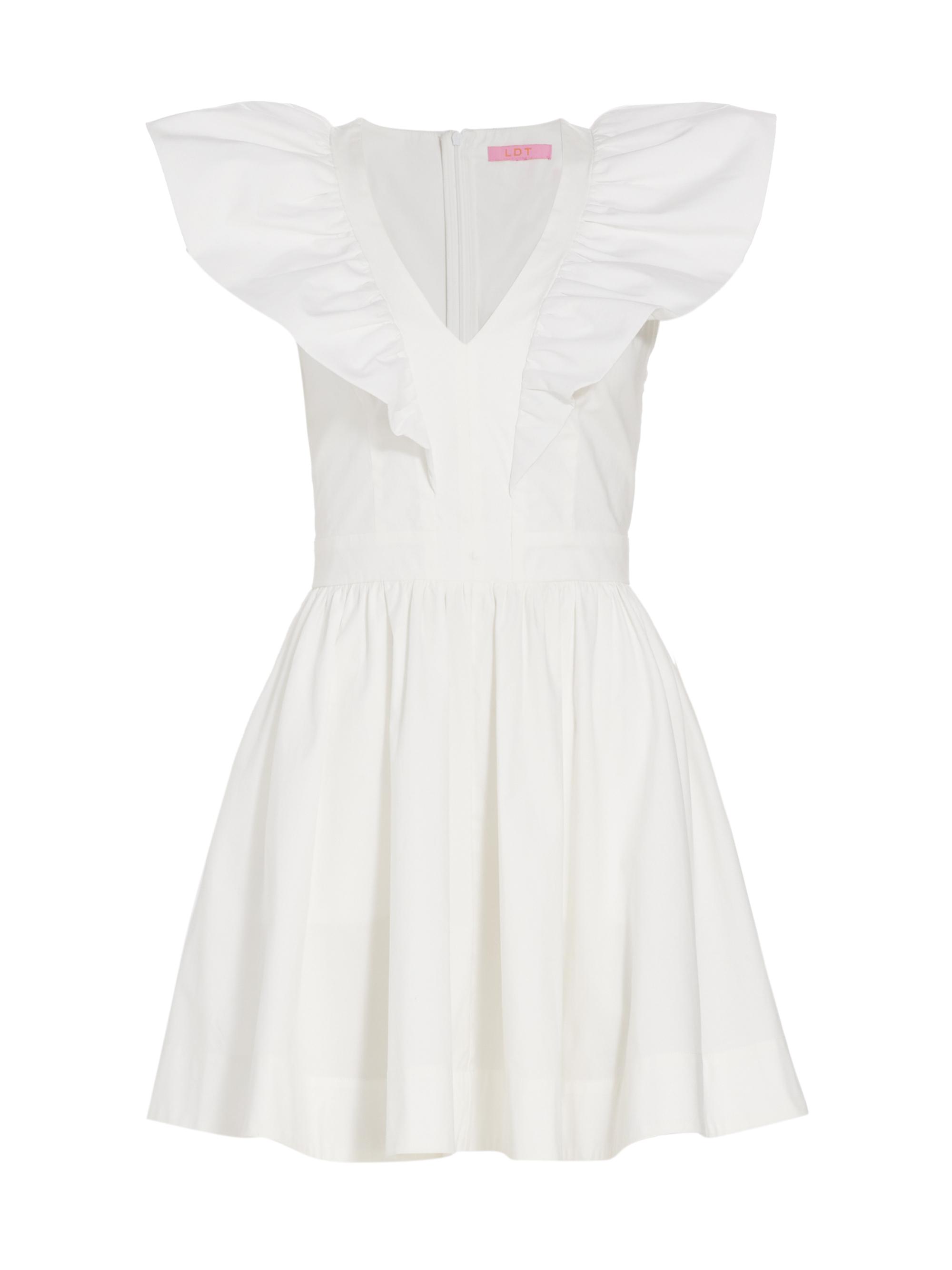 LDT Women's Evelyn Ruffle Cotton-Blend Minidress - White