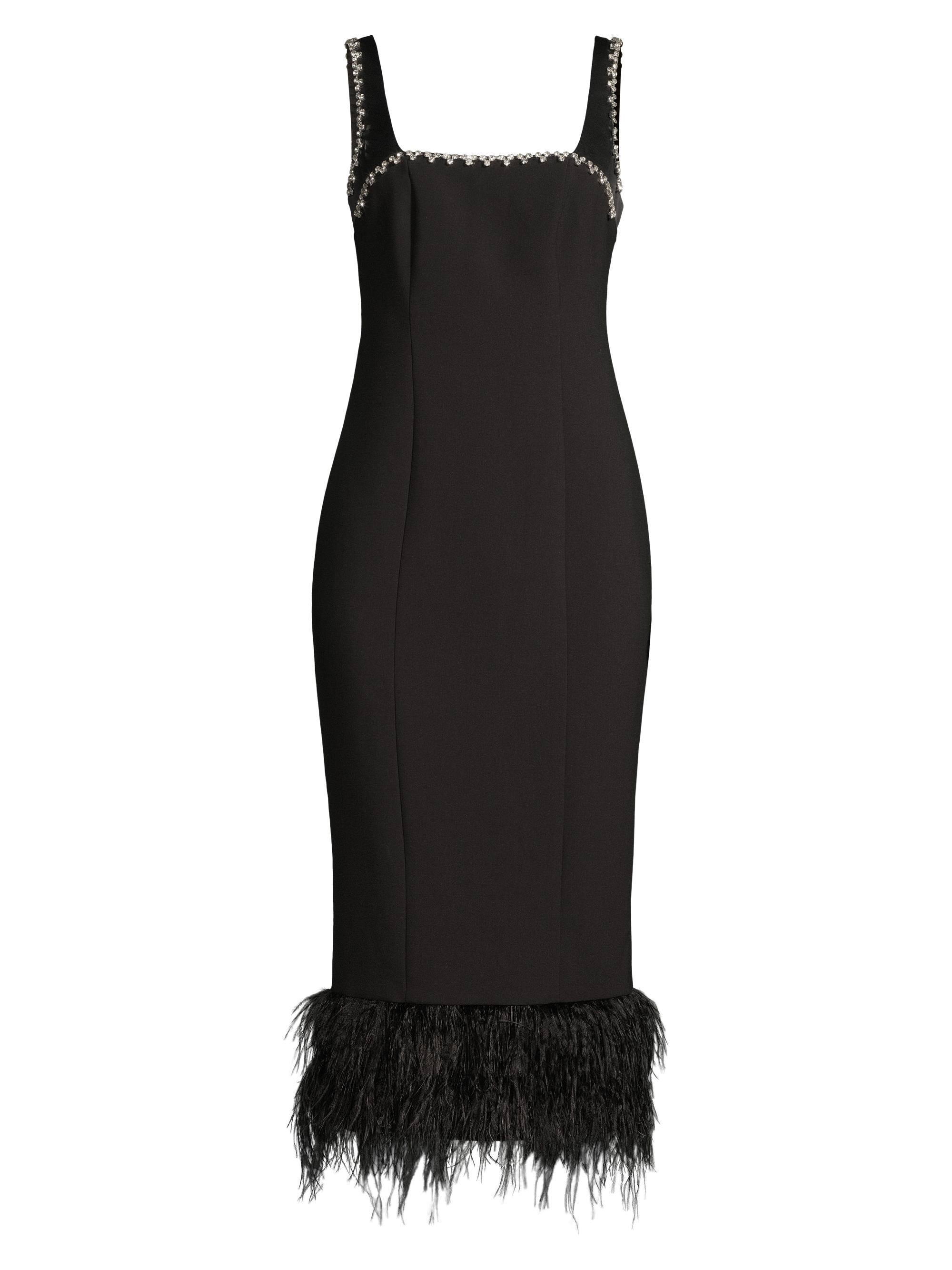 Likely Women's Georgie Feather-Embellished Midi-Dress - Black