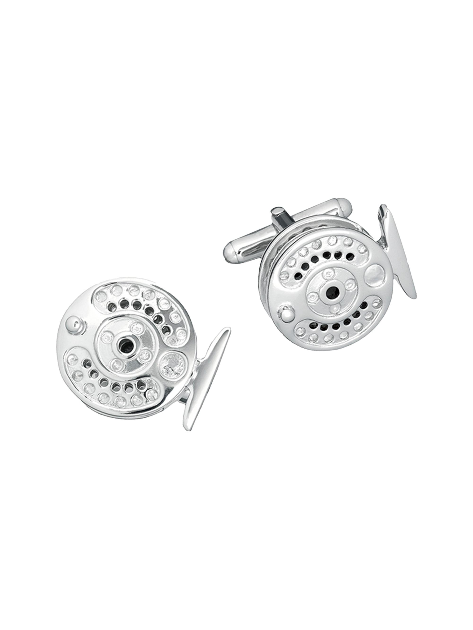 Link Up Men's Fly Fishing Reel Cufflinks - Silver