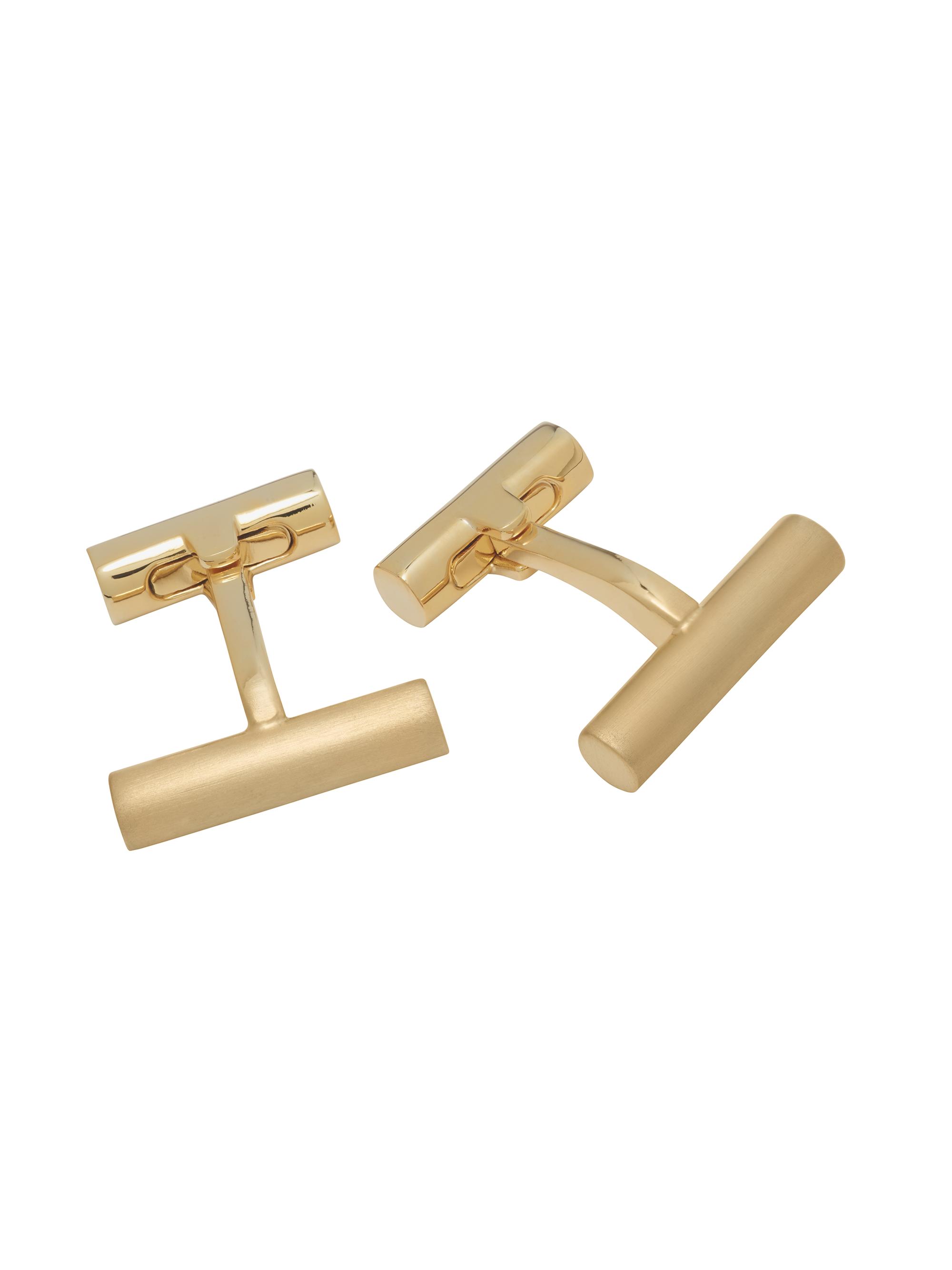 Link Up Men's Rhodium-Plated Brass Bar Cufflinks - Gold