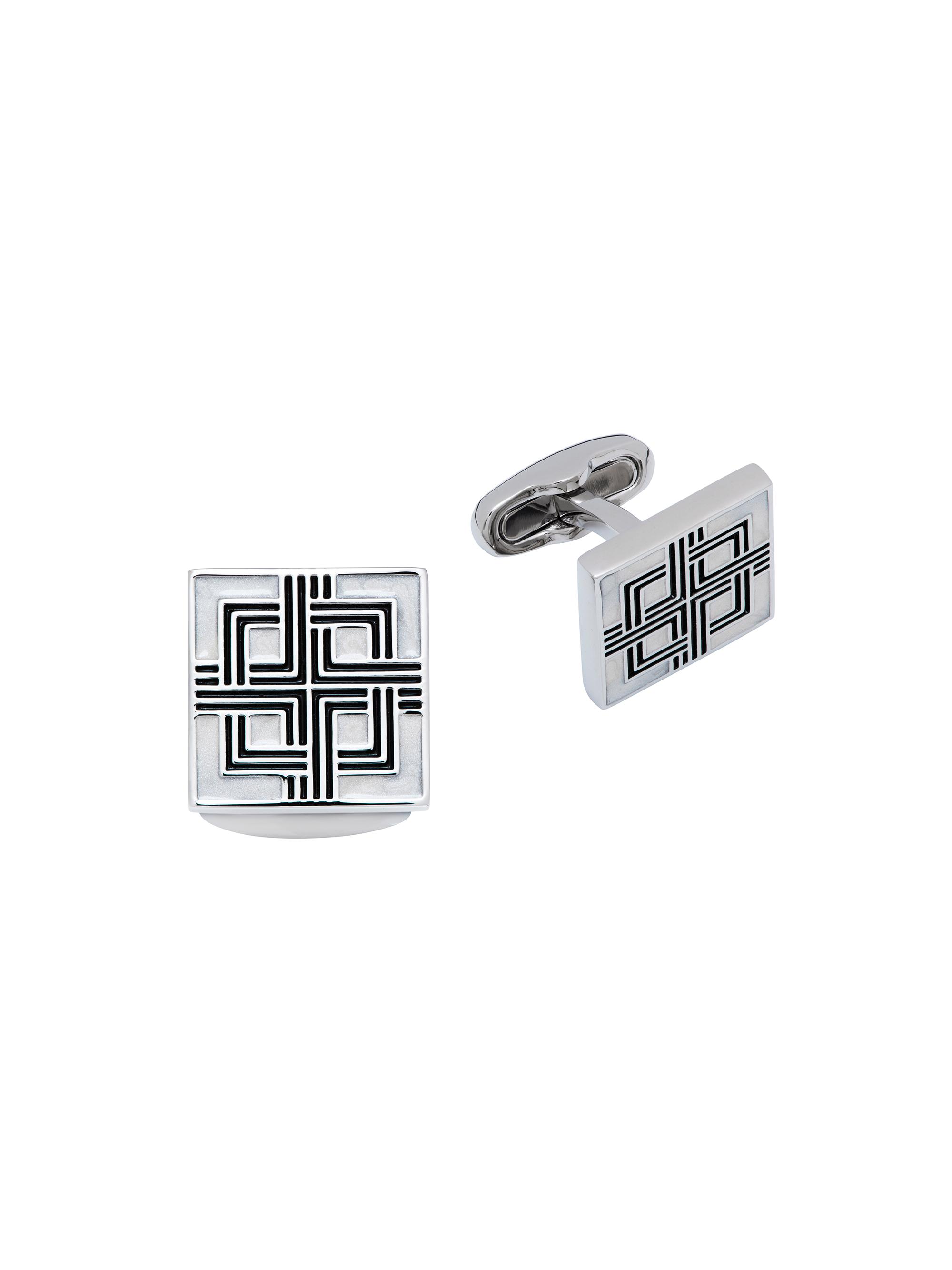 Link Up Men's Enamel Square Cufflinks - Black White