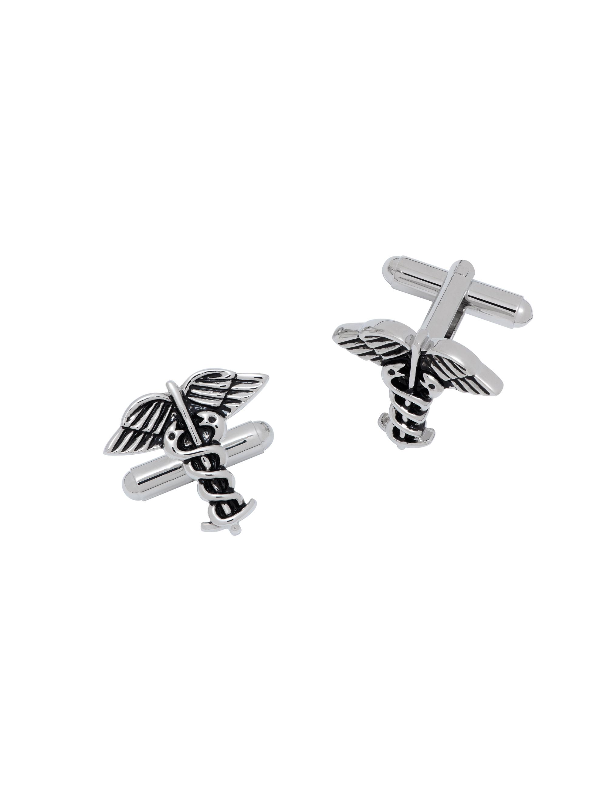 Link Up Men's Hippocratic Oath Brass Cufflinks - Silver