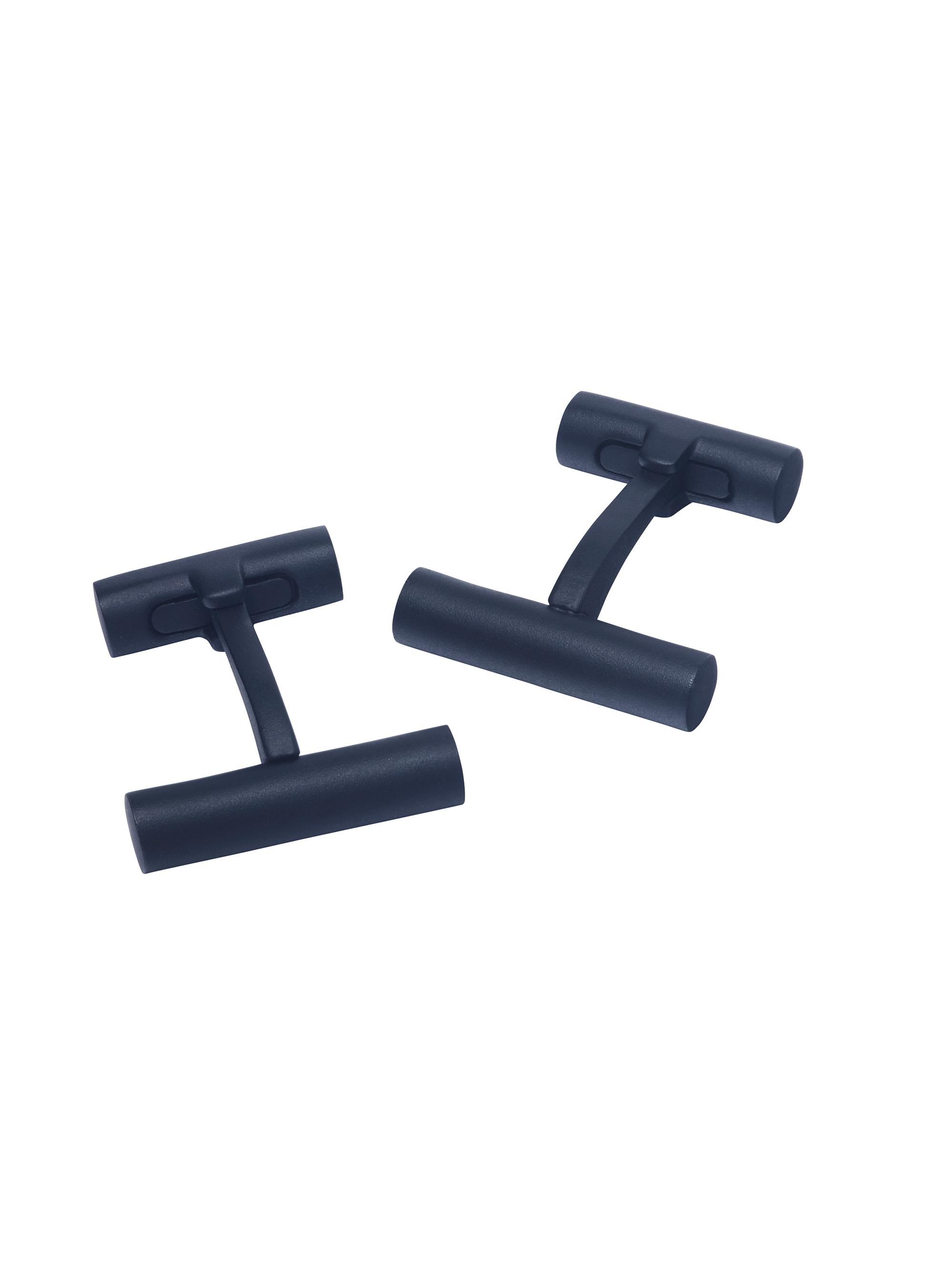 Link Up Men's Rhodium-Plated Brass Bar Cufflinks - Gunmetal