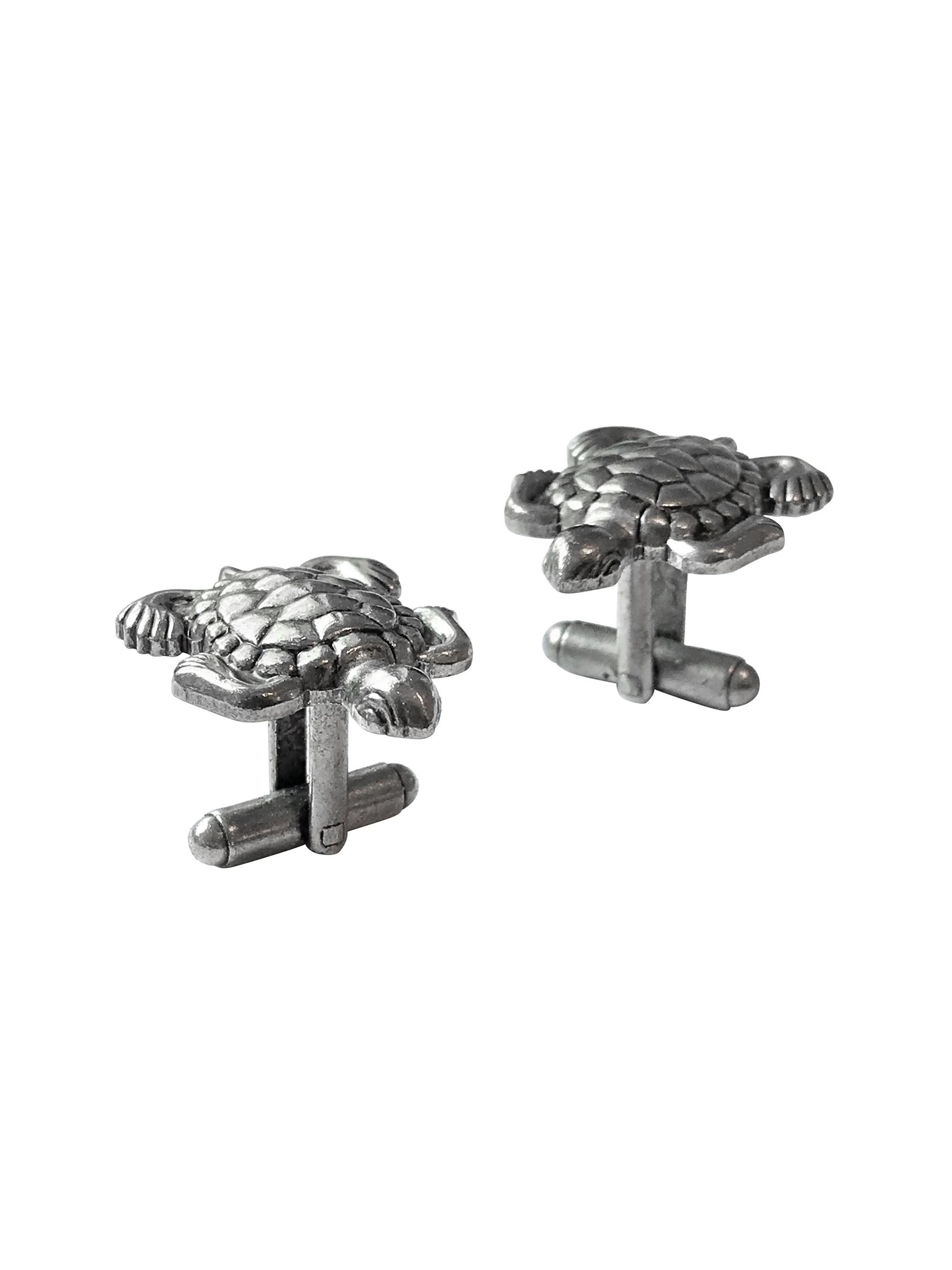 Link Up Men's Turtle Rhodium-Plated Brass Cufflinks - Silver