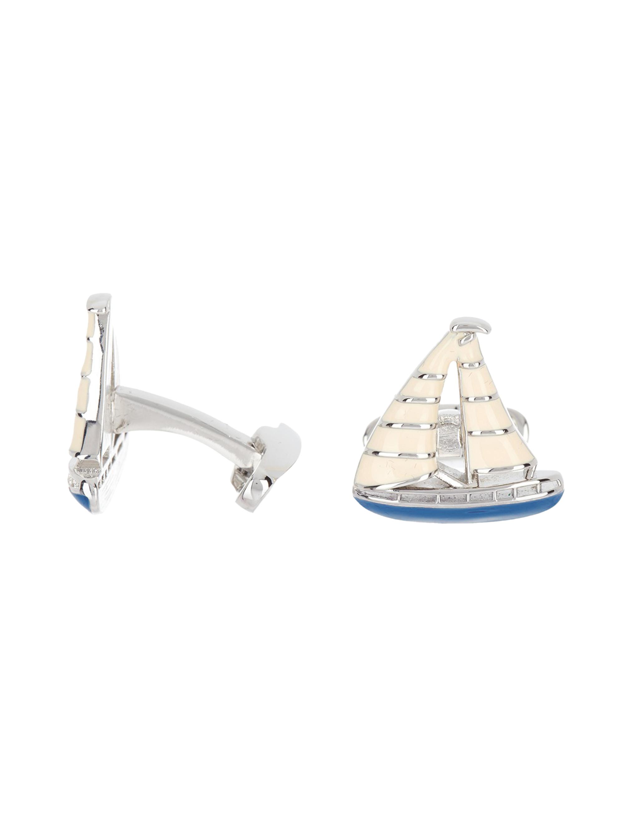 Link Up Men's Sailboat Cufflinks - Blue Silver