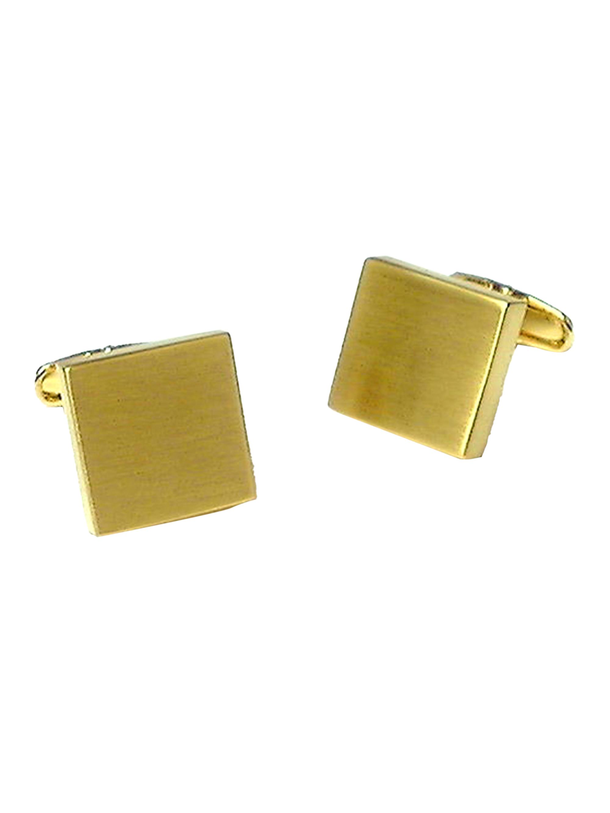 Link Up Men's Rhodium-Plated Brass Square Cufflinks - Gold