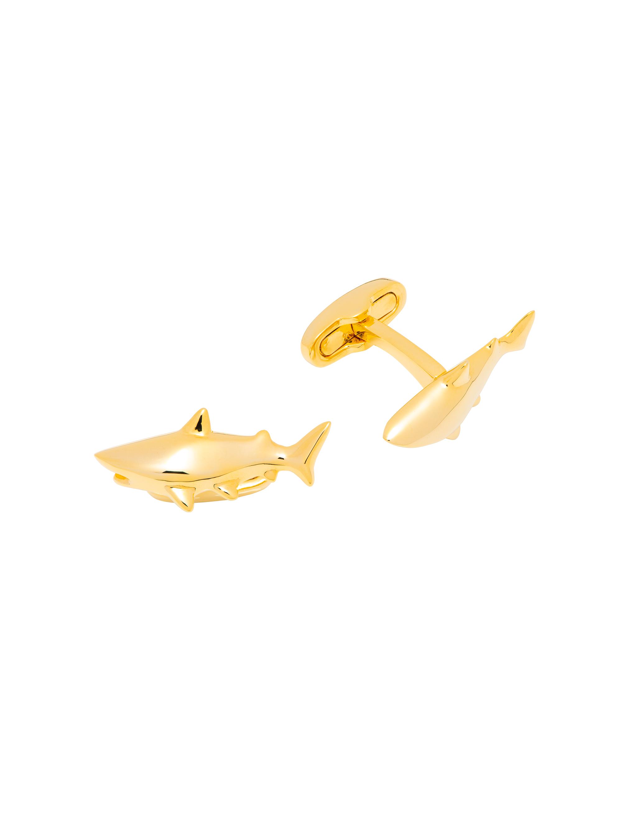 Link Up Men's Shark Brass Cufflinks - Gold