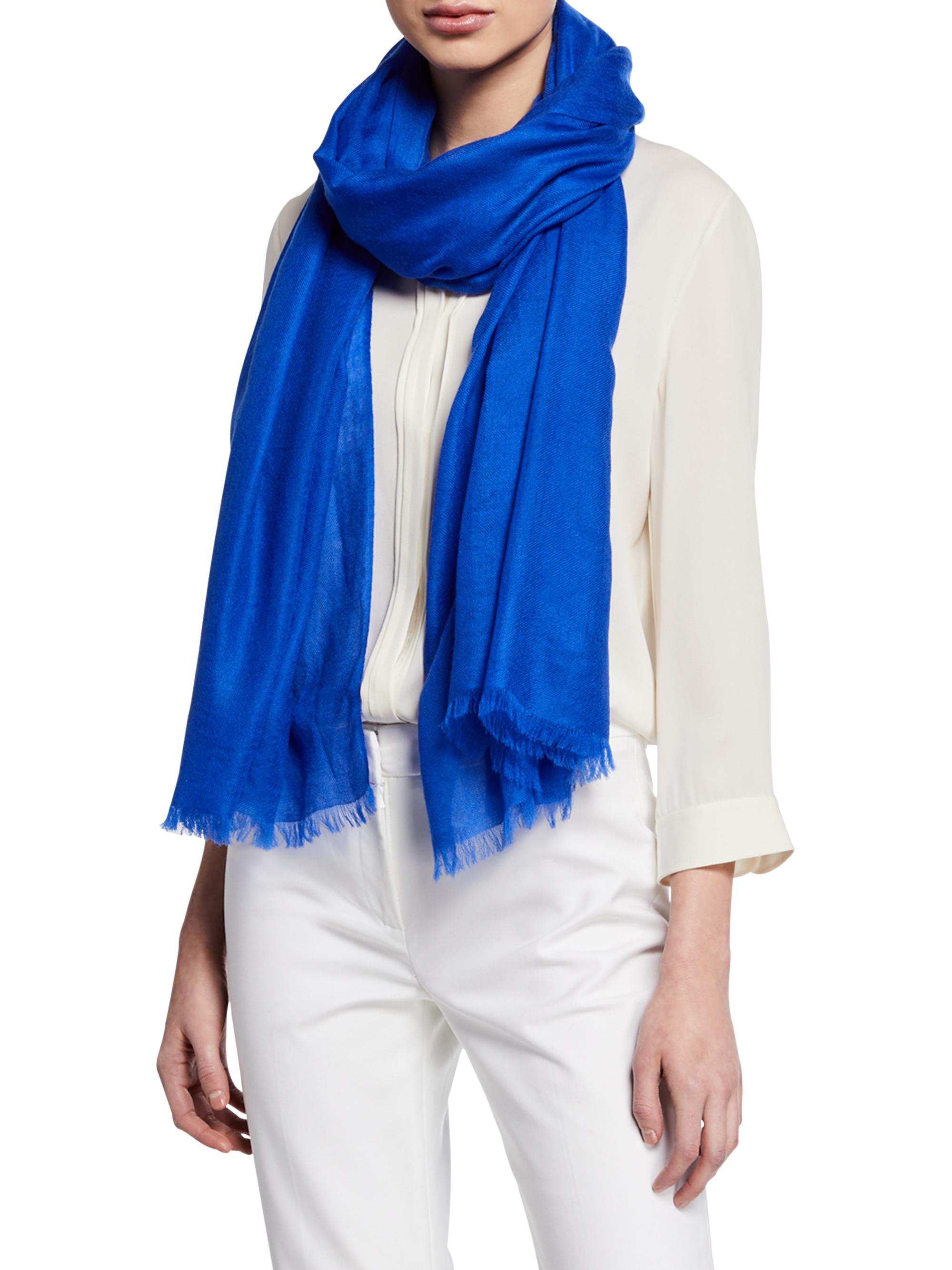 Sofia Cashmere Women's Lightweight Cashmere Scarf - Cobalt | Thumbnail 3