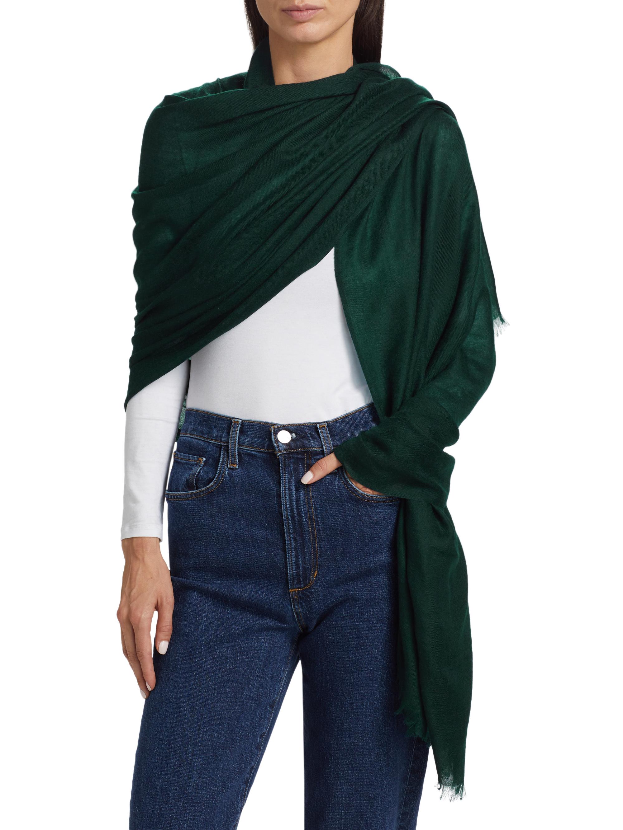 Sofia Cashmere Women's Lightweight Cashmere Scarf - Dark Green | Thumbnail 5