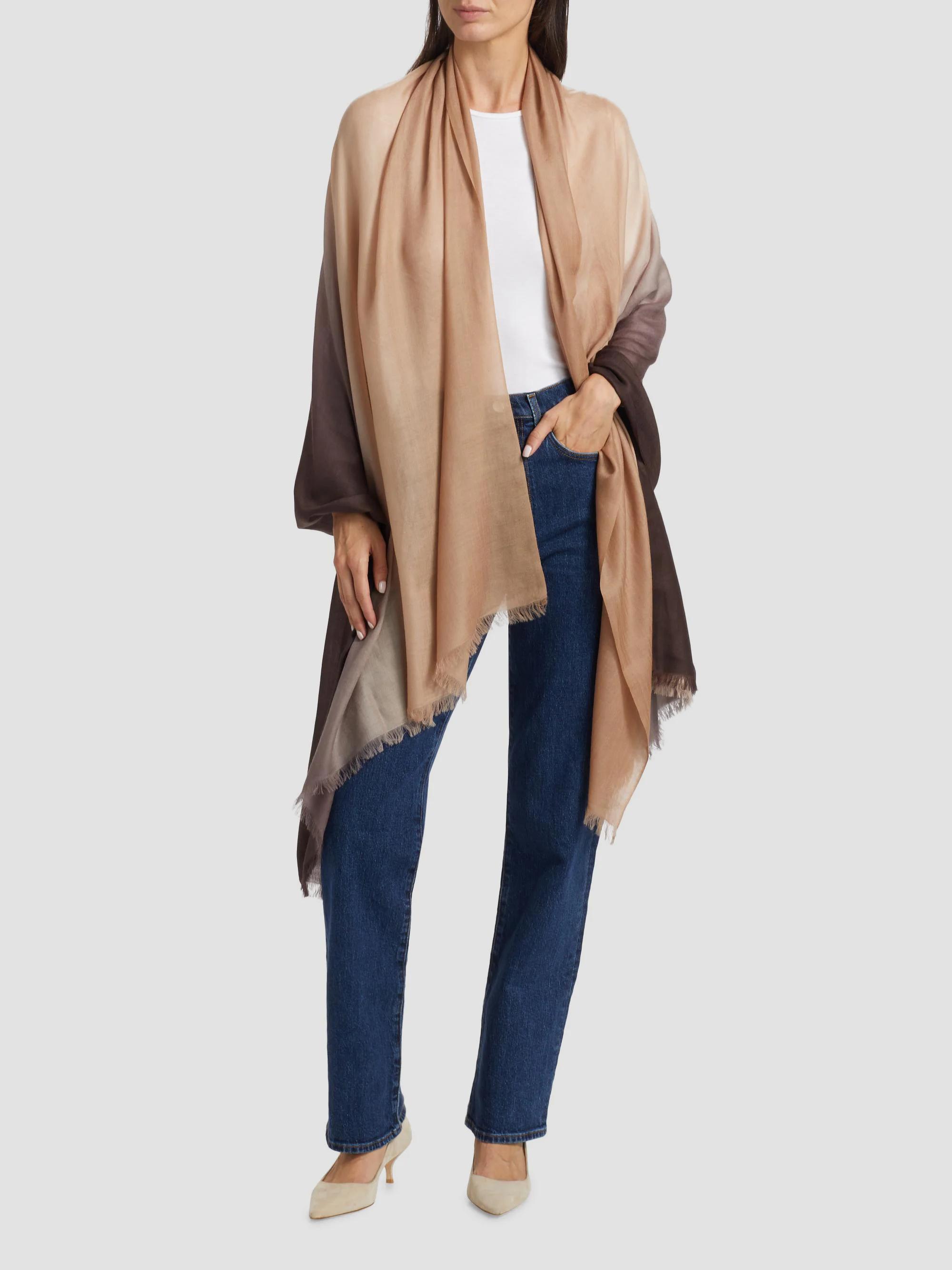 Sofia Cashmere Women's Ombré CashmereScarf - Brown Tan