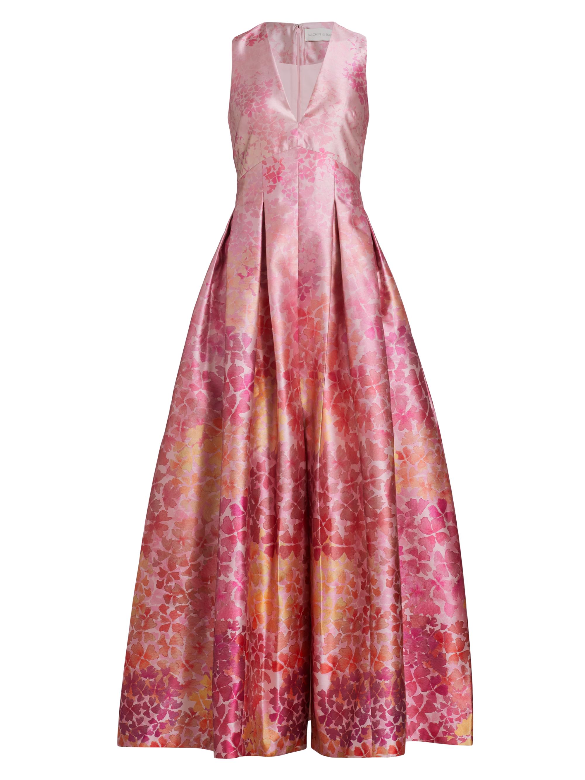 Sachin & Babi Women's Brooke Printed Mikado Gown - Light Sunset Hydrangea