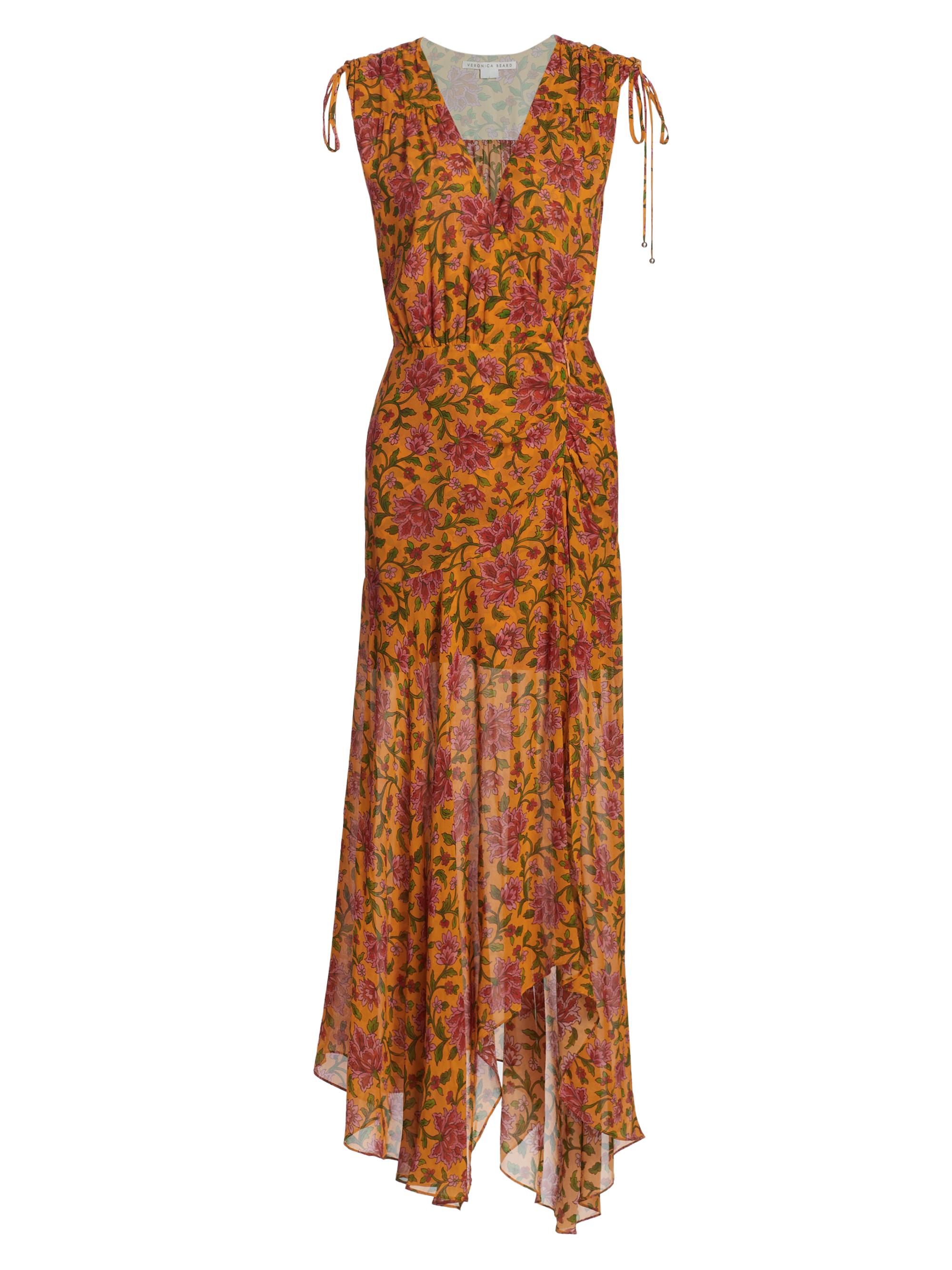Veronica Beard Women's Dovima Asymmetric Floral Maxi Dress - Hot Orange Multi