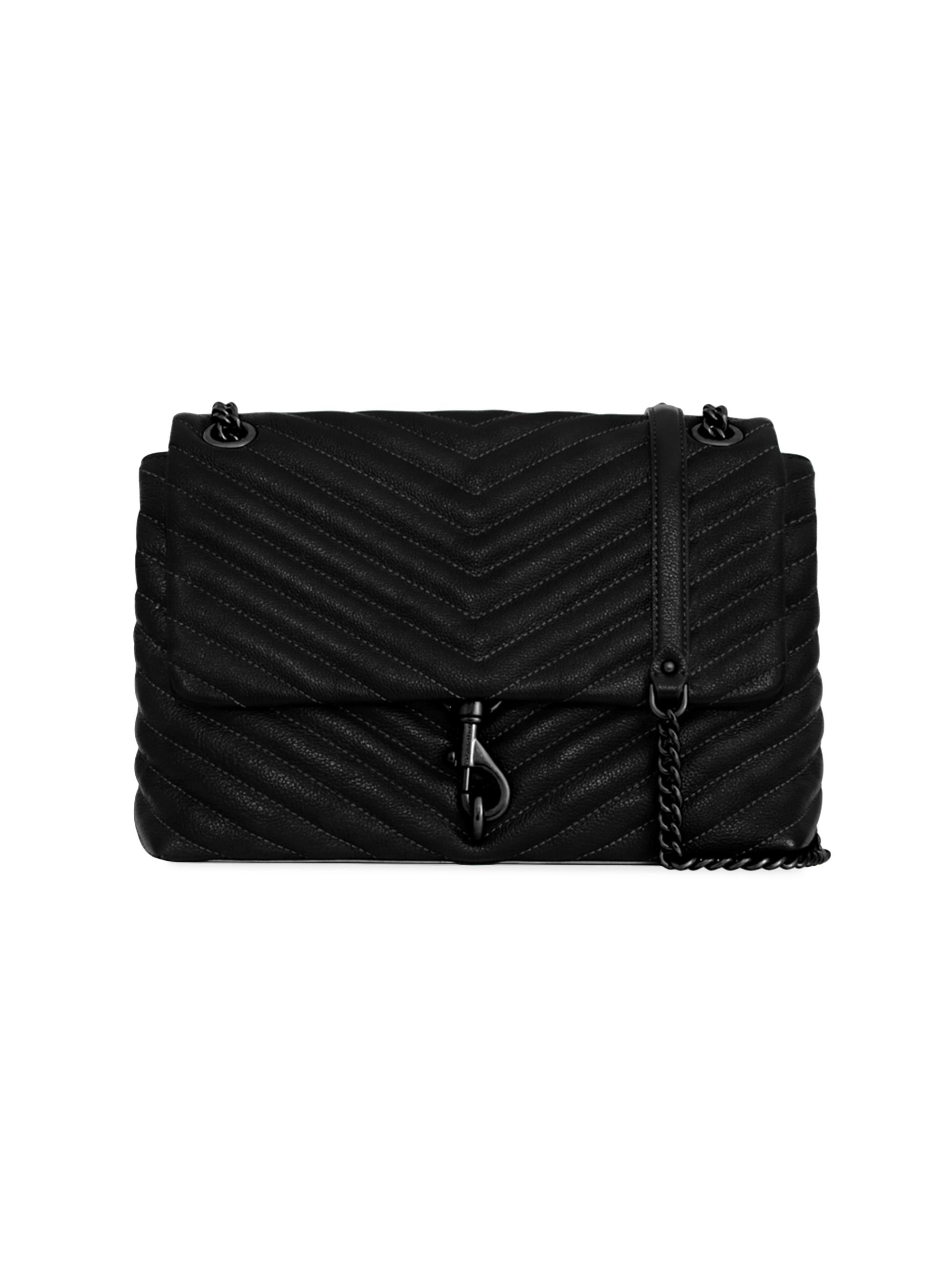 Rebecca Minkoff Women's Edie Quilted Leather Flap Shoulder Bag - Black
