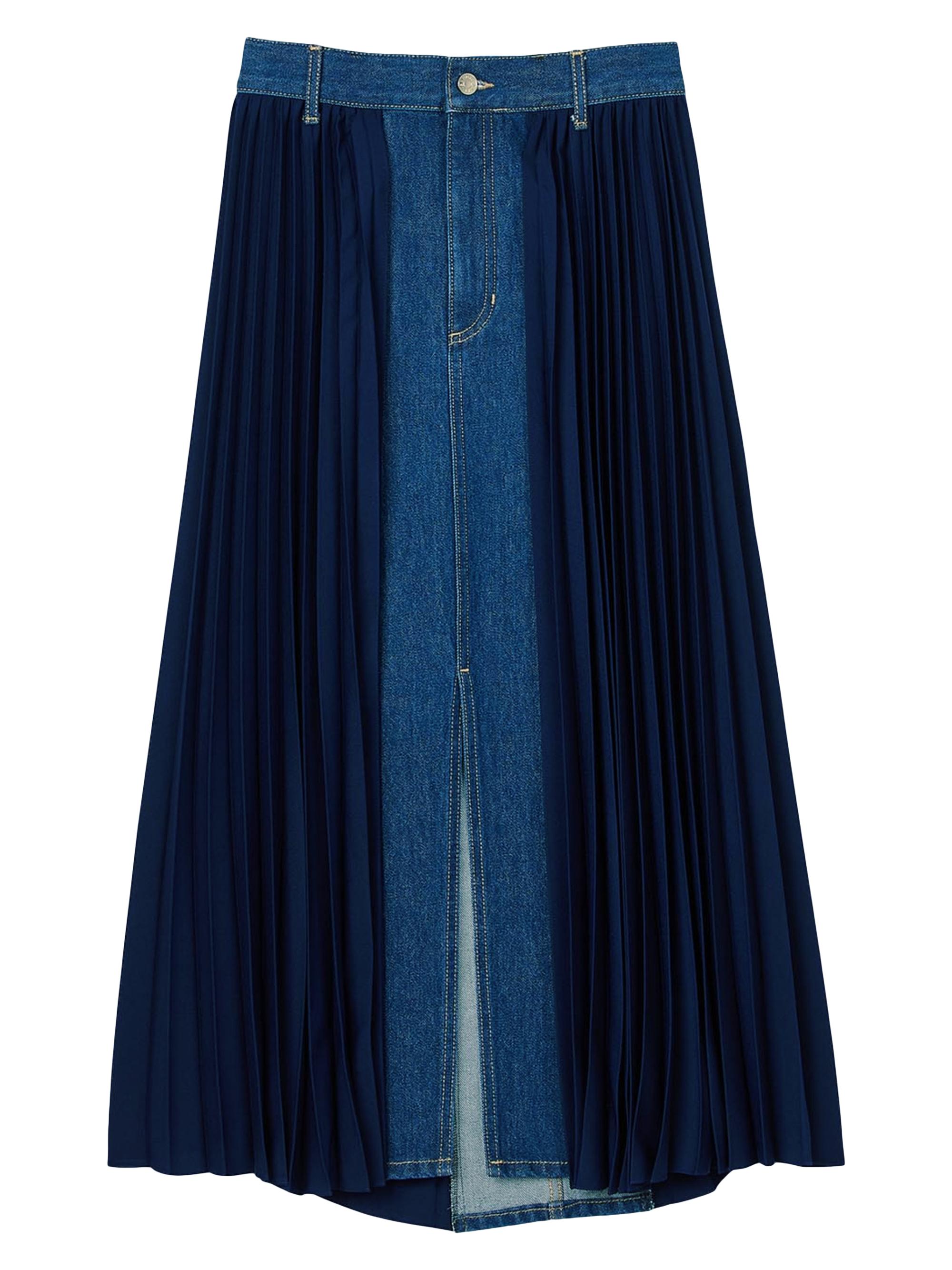 SATUR】 (W) Pleats Denim Midi Skirt /追跡付 Pleated Midi