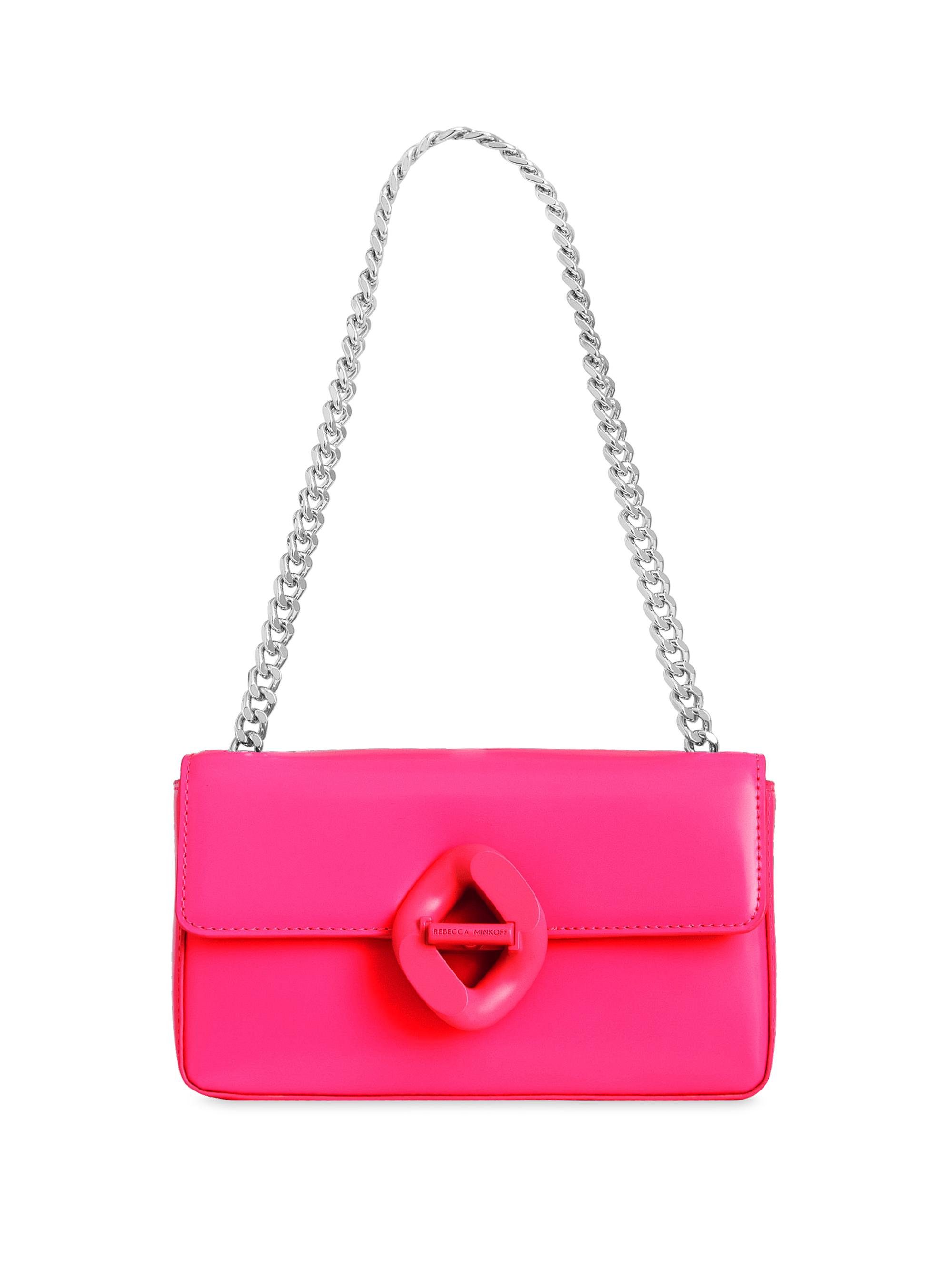 Rebecca Minkoff Women's  G Chain Leather Shoulder Bag - Neon Pink