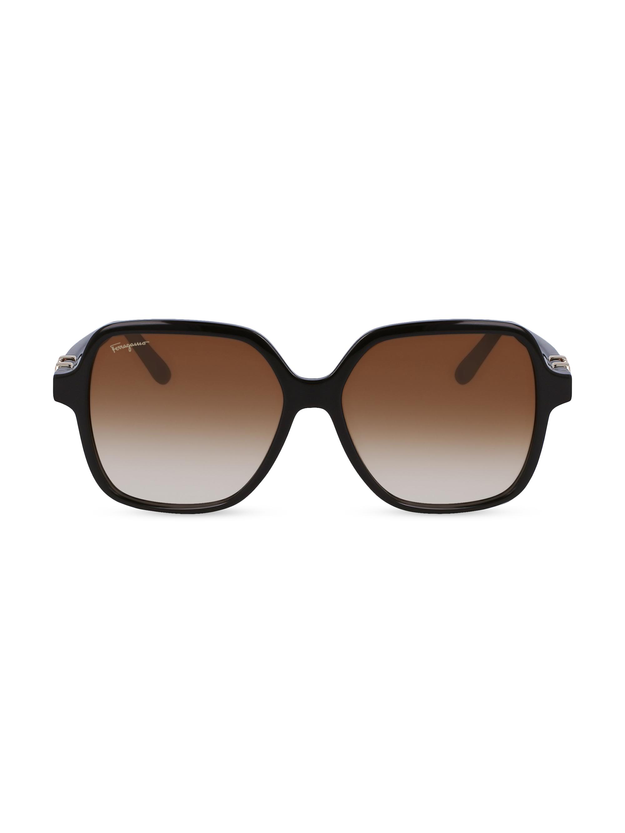 FERRAGAMO Women's Gancini 57MM Square Sunglasses - Dark Brown
