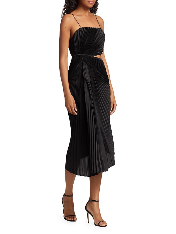 Shop Alice + Olivia Fayeth Pleated Cut-Out Midi-Dress | Saks Shop Alice + Olivia Fayeth Pleated Cut-Out Midi-Dress | Saks