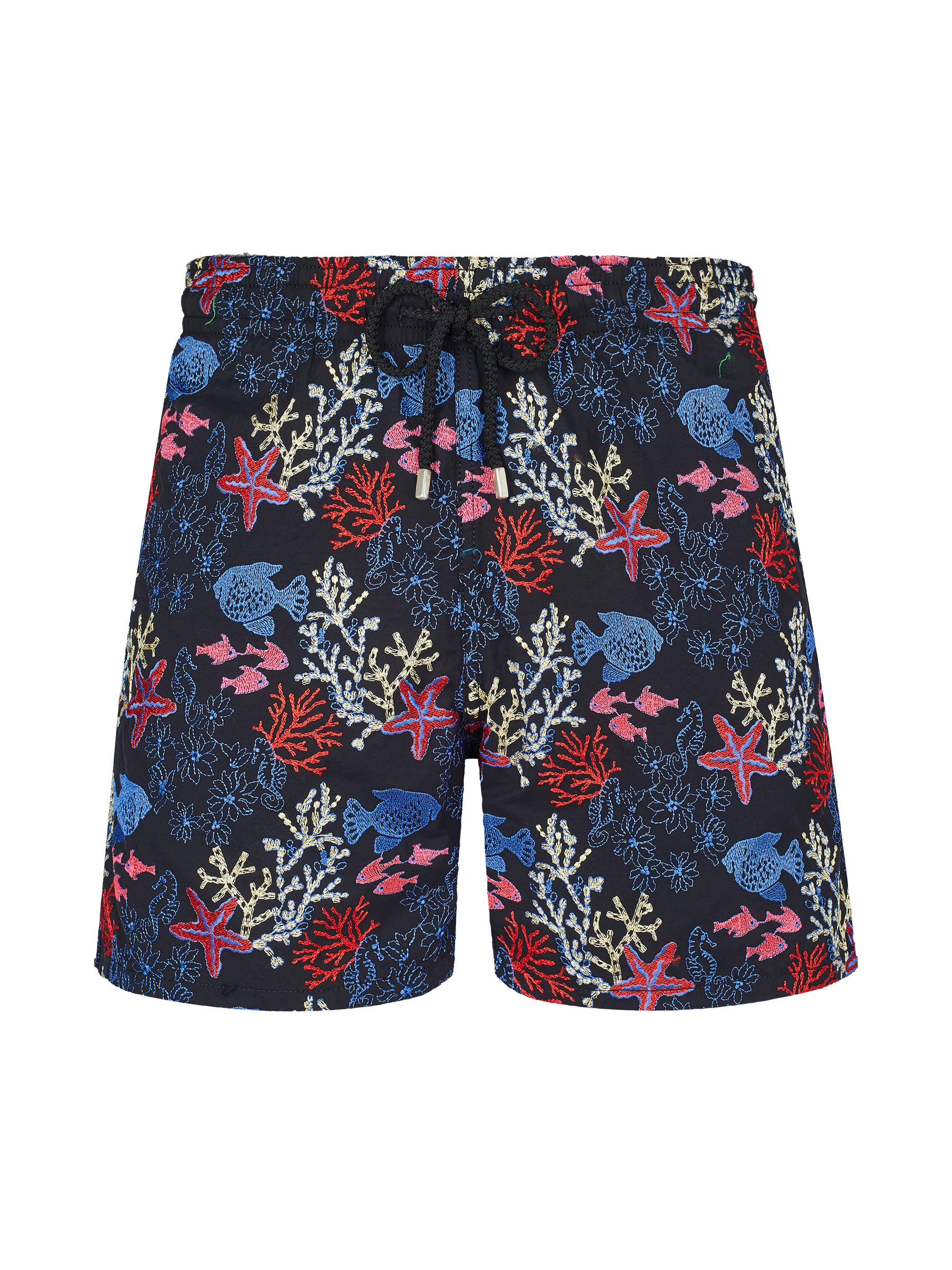 Vilebrequin Men's Fonds Marins Embroidered Swim Shorts - Noir