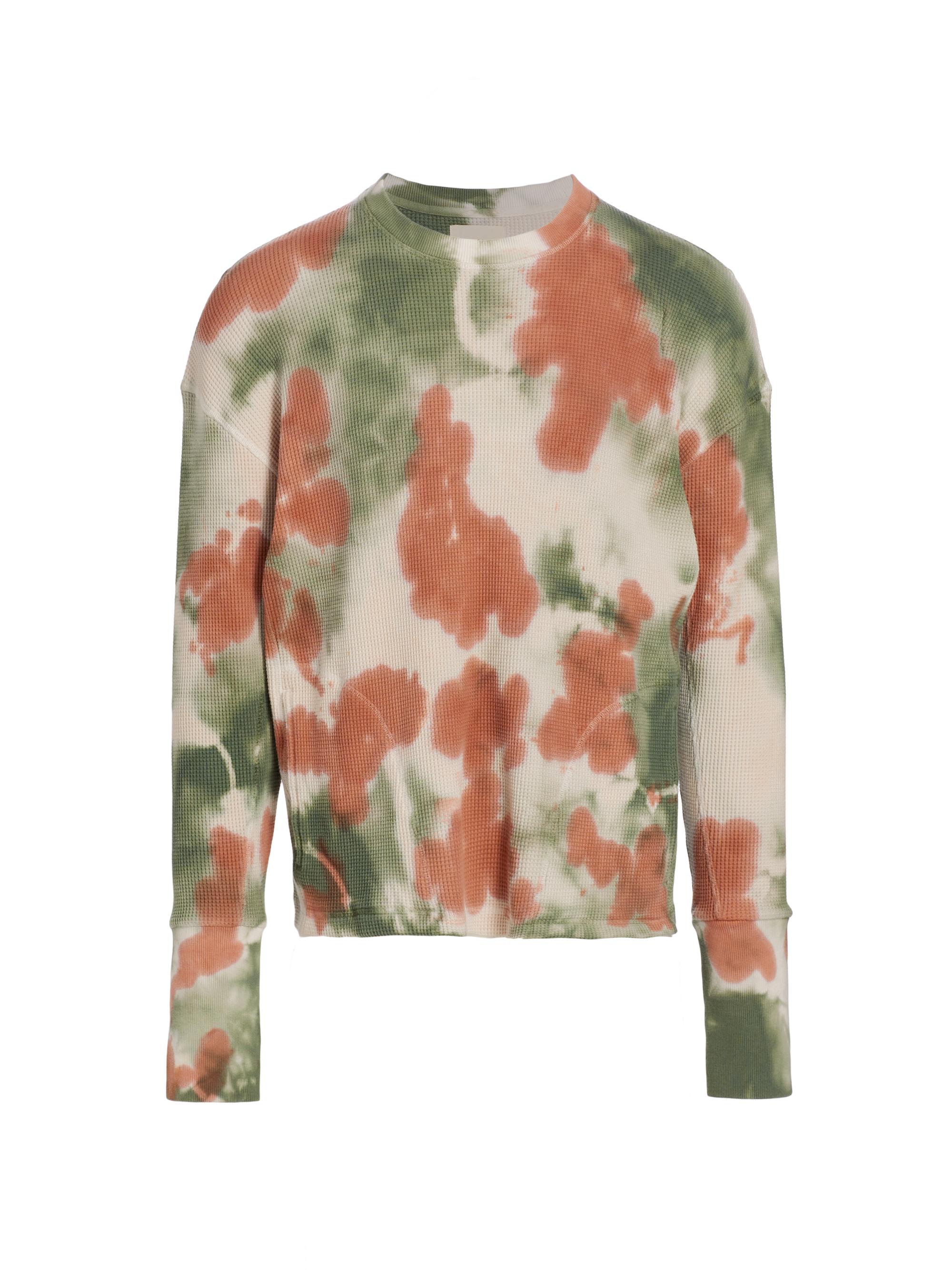 Nicholas Daley Men's Tie-Dye Waffle-Knit Sweatshirt - Olive Green Copper Ecru