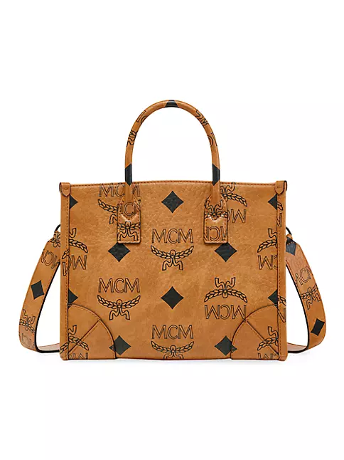 Mcm Signature Monogram Cogna Travel Leather Shoulder Bag