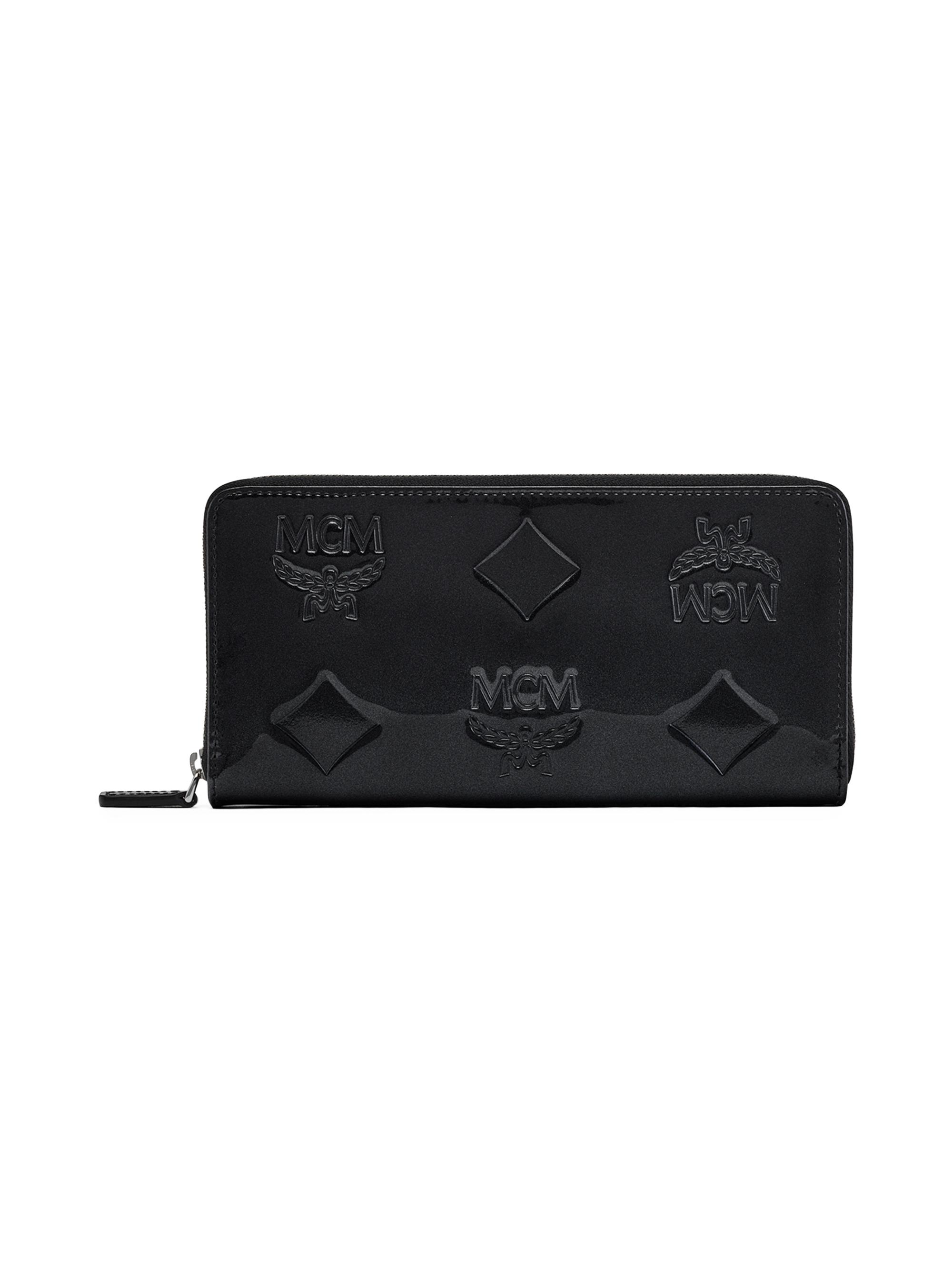 MCM Women's  Aren Embossed Patent Leather Wallet - Black