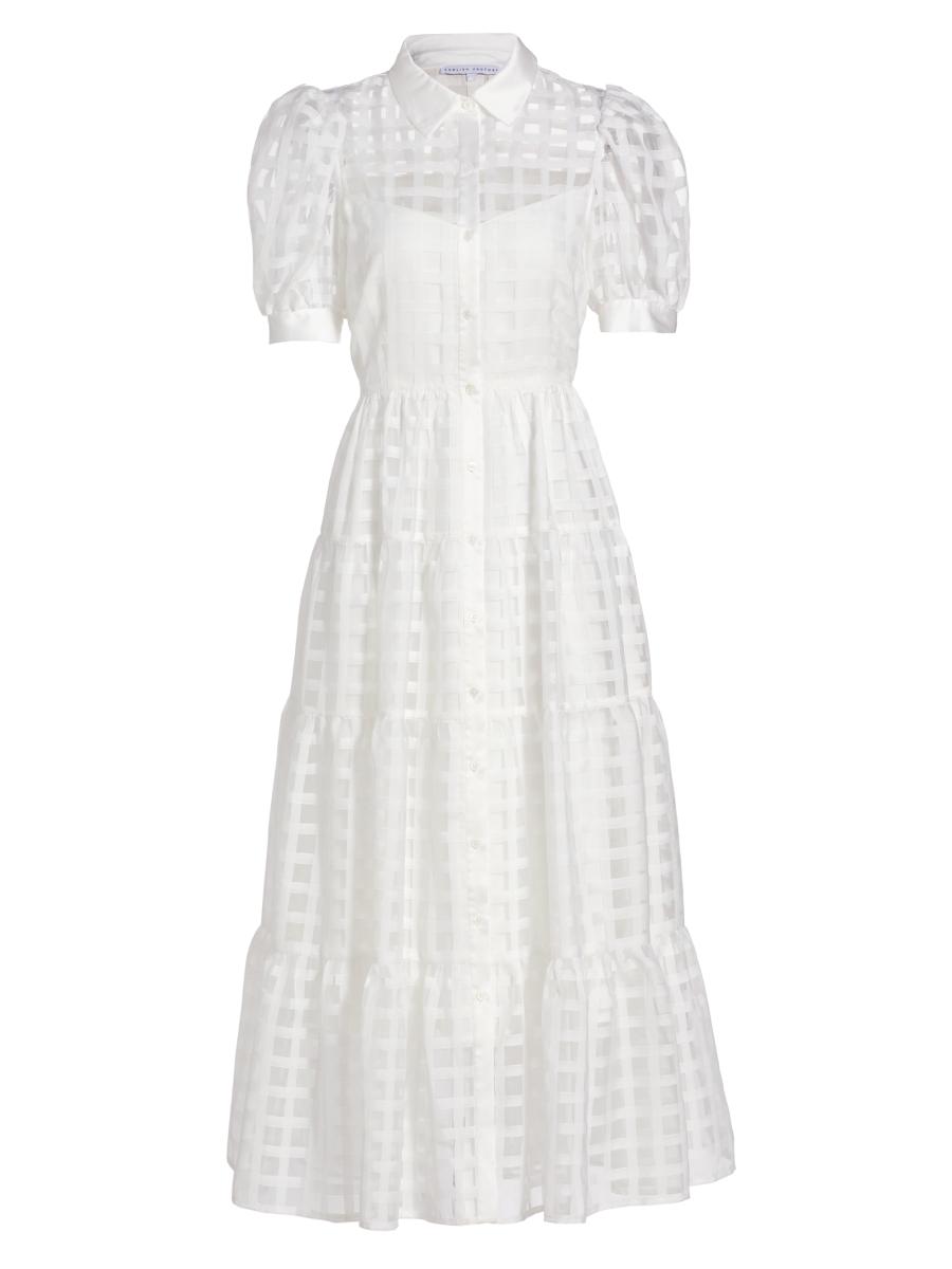 English Factory Organza Grid Midi-Dress | Saks Fifth Avenue