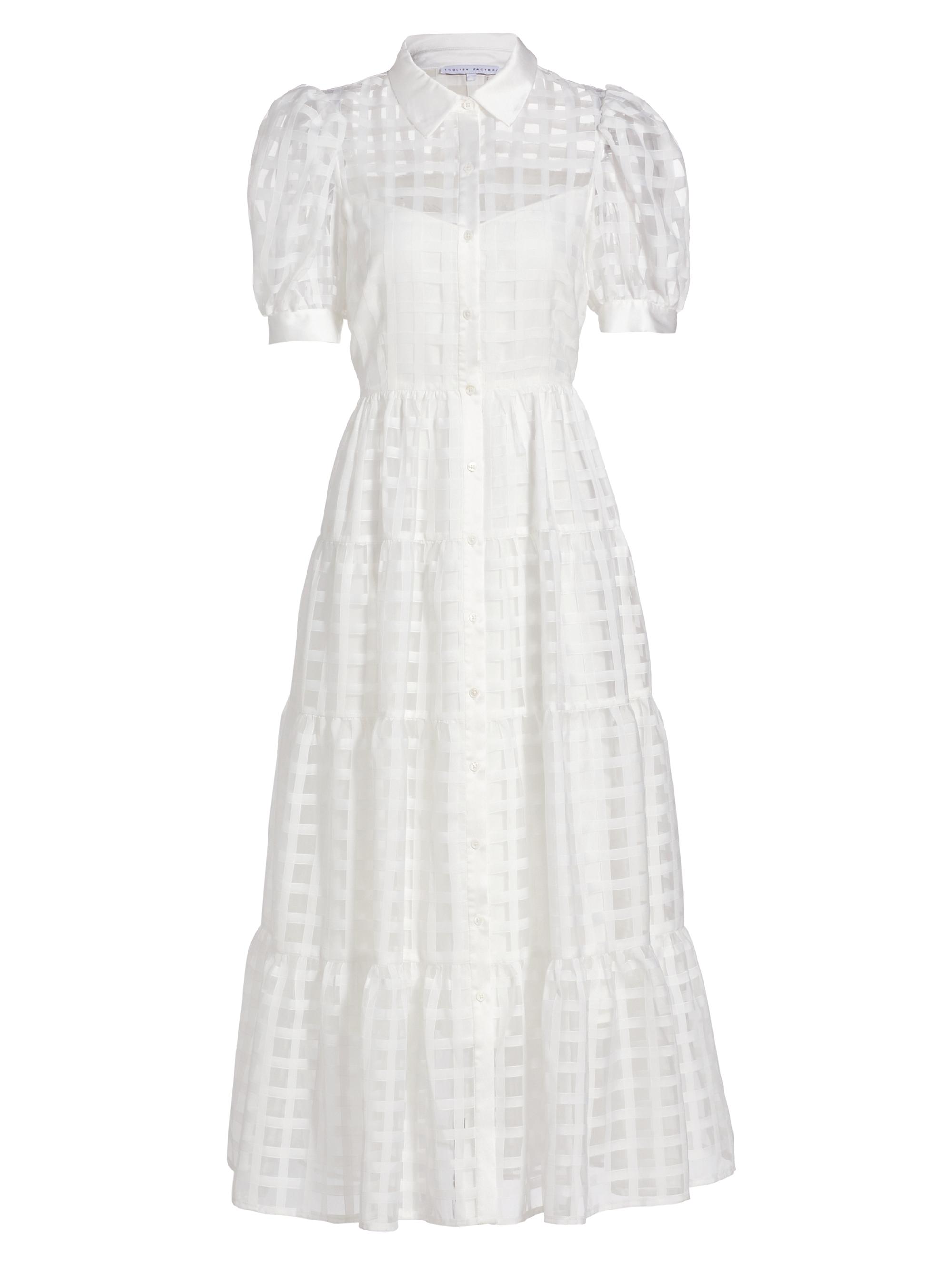 English Factory Organza Grid Midi-Dress | Saks Fifth Avenue