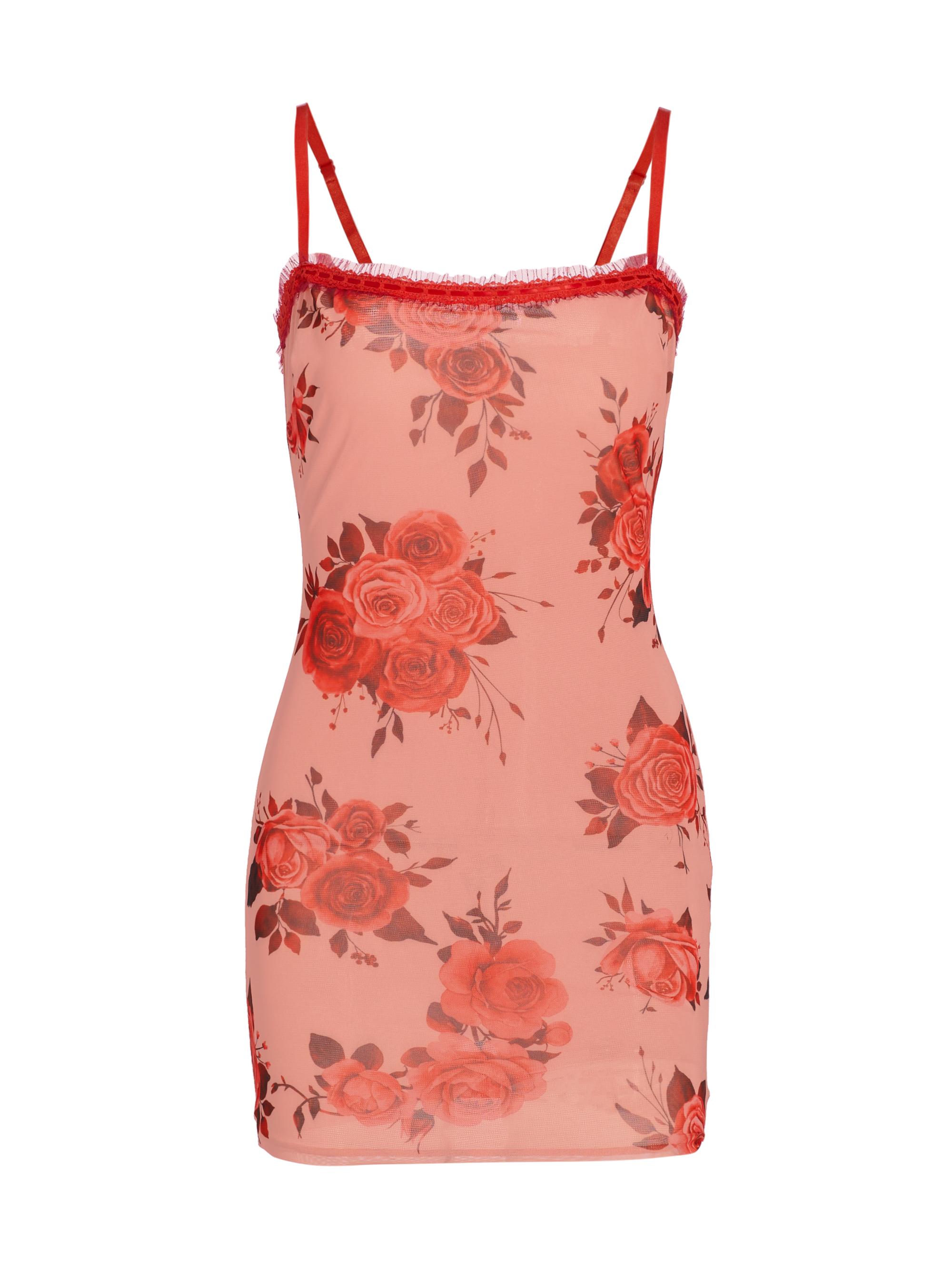 Guizio Women's Floral Mesh Minidress - Pink Rose